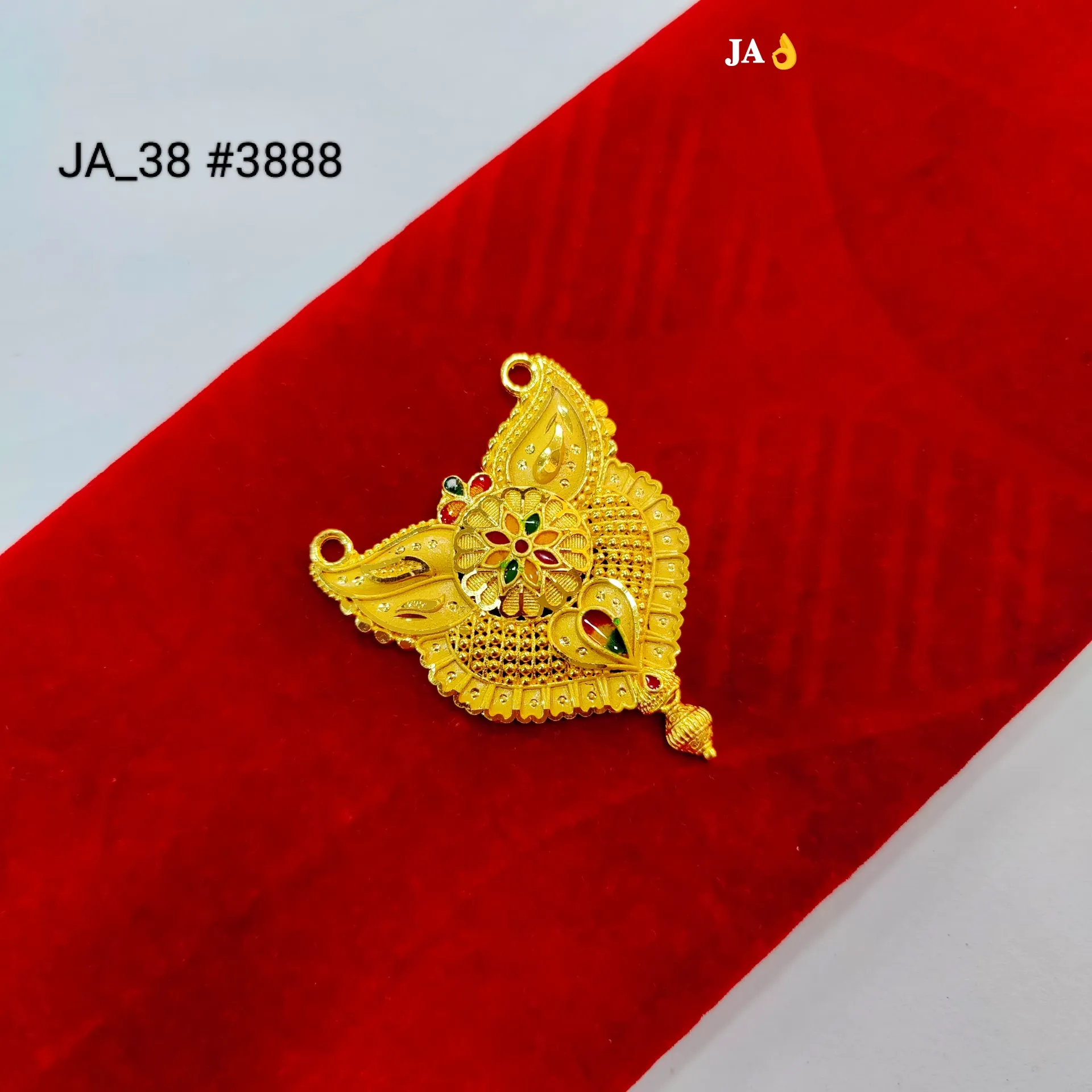 Traditional Floral Peacock Style Gold Plated Pendant DN-3888