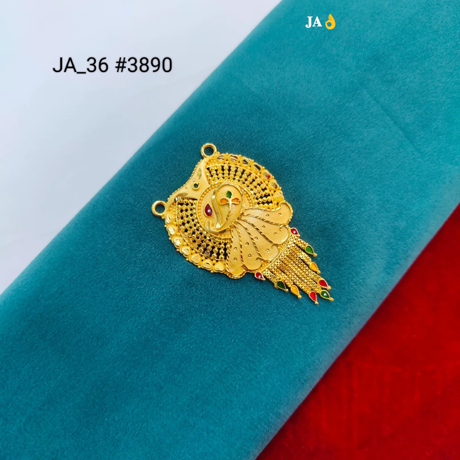 Traditional Peacock Motif Gold Plated Pendant DN-3890