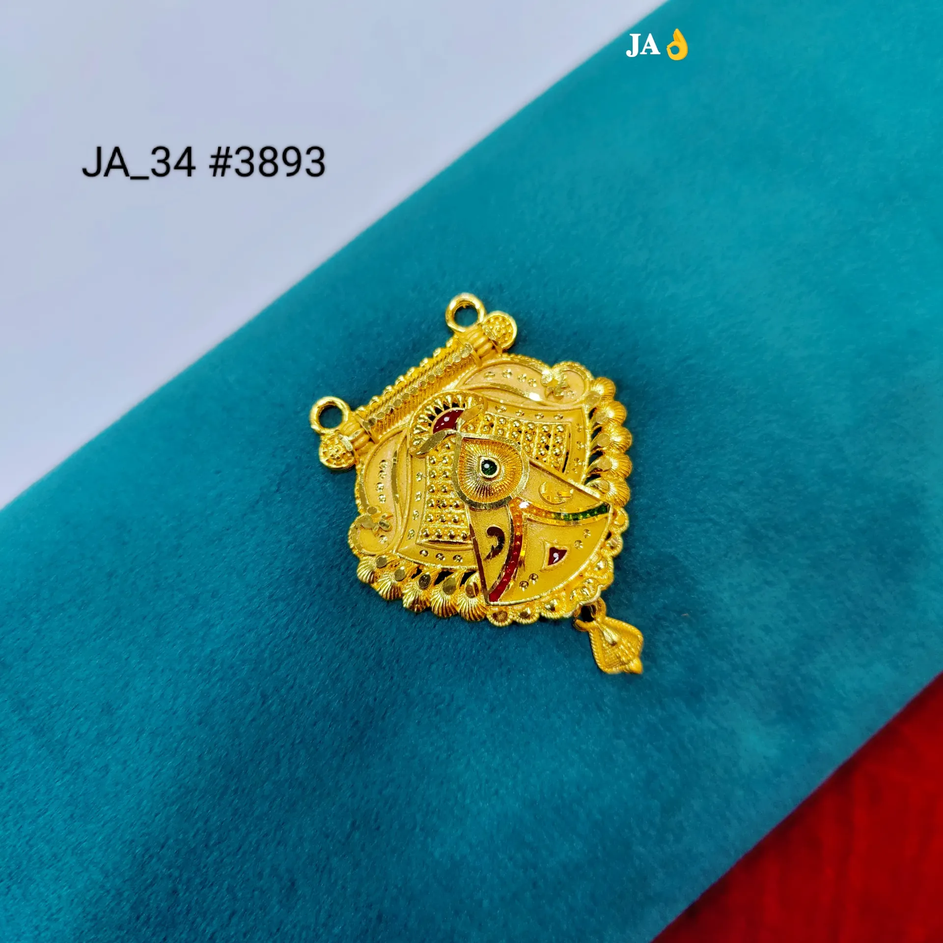 Traditional Peacock Inspired Gold Plated Pendant DN-3893