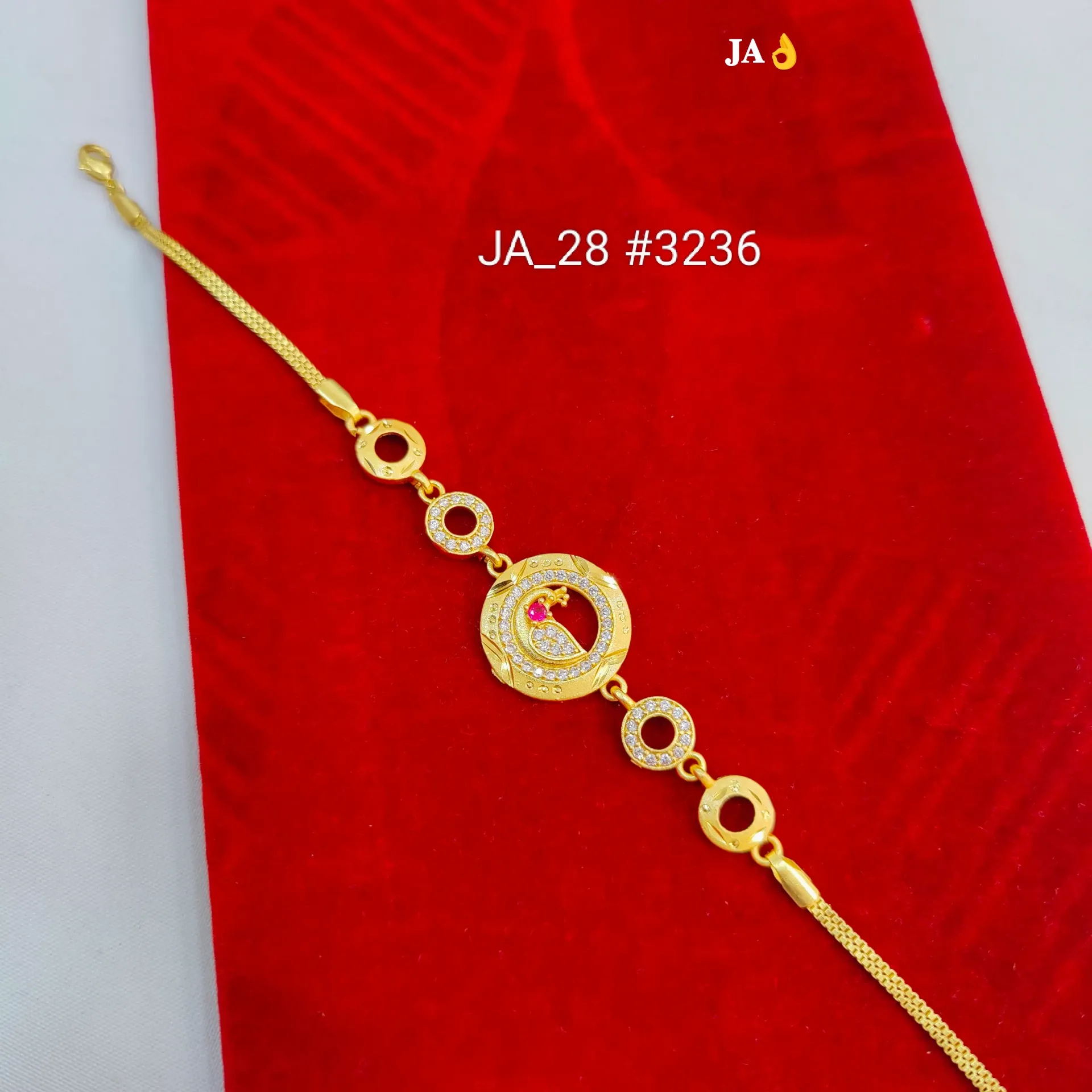 1 Gram Gold Plated Peacock Motif Designer Bracelet for Women DN-3236