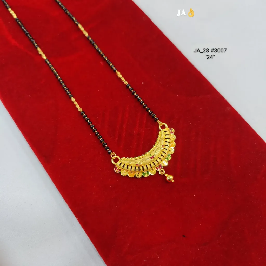 Traditional Gold Mangalsutra Pendant Necklace – Classic Curved Design DN-3007 "24"
