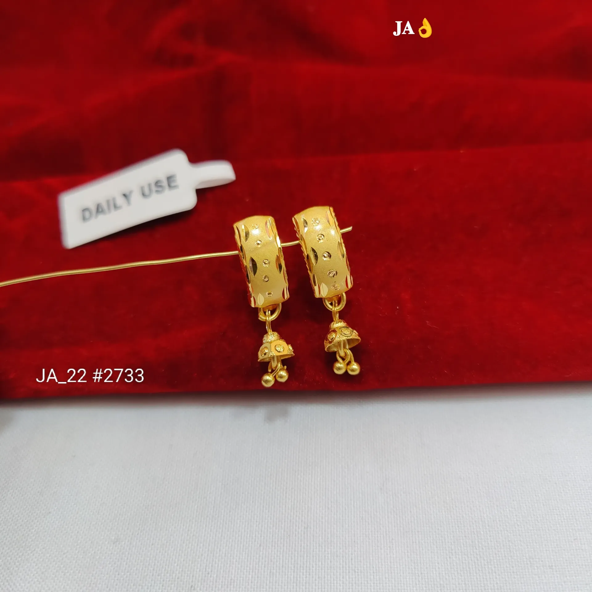 1 Gram Gold Plated Designer Jhumki Drop Hoop Earrings DN-2733