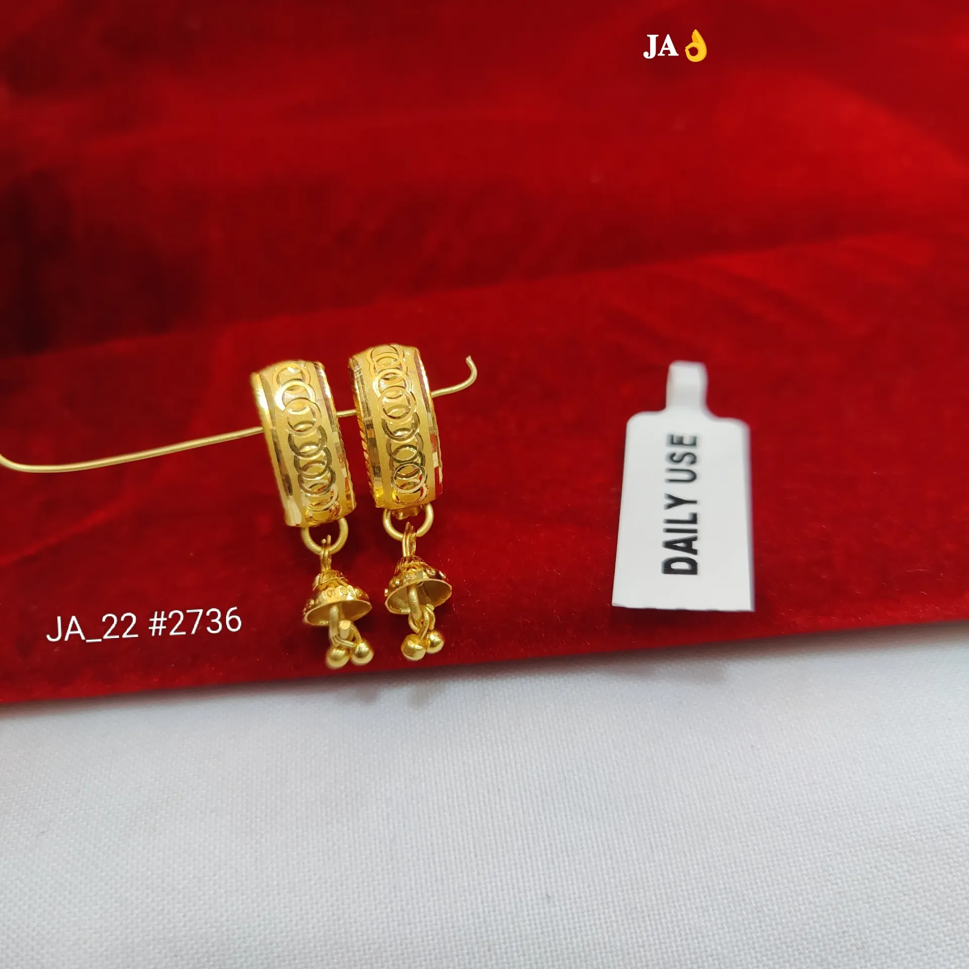 1 Gram Gold Plated Designer Circle Pattern Jhumki Drop Earrings DN-2736