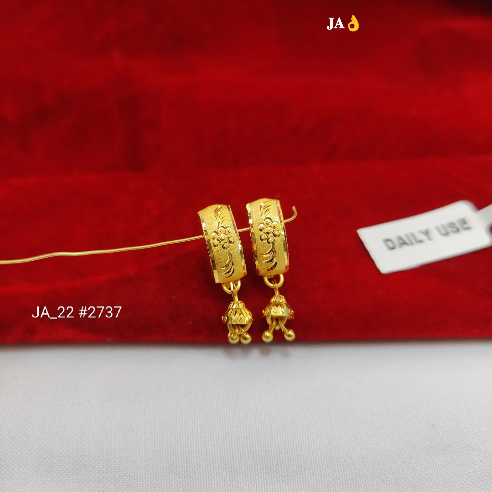 1 Gram Gold Plated Floral Pattern Jhumki Drop Earrings DN_2737