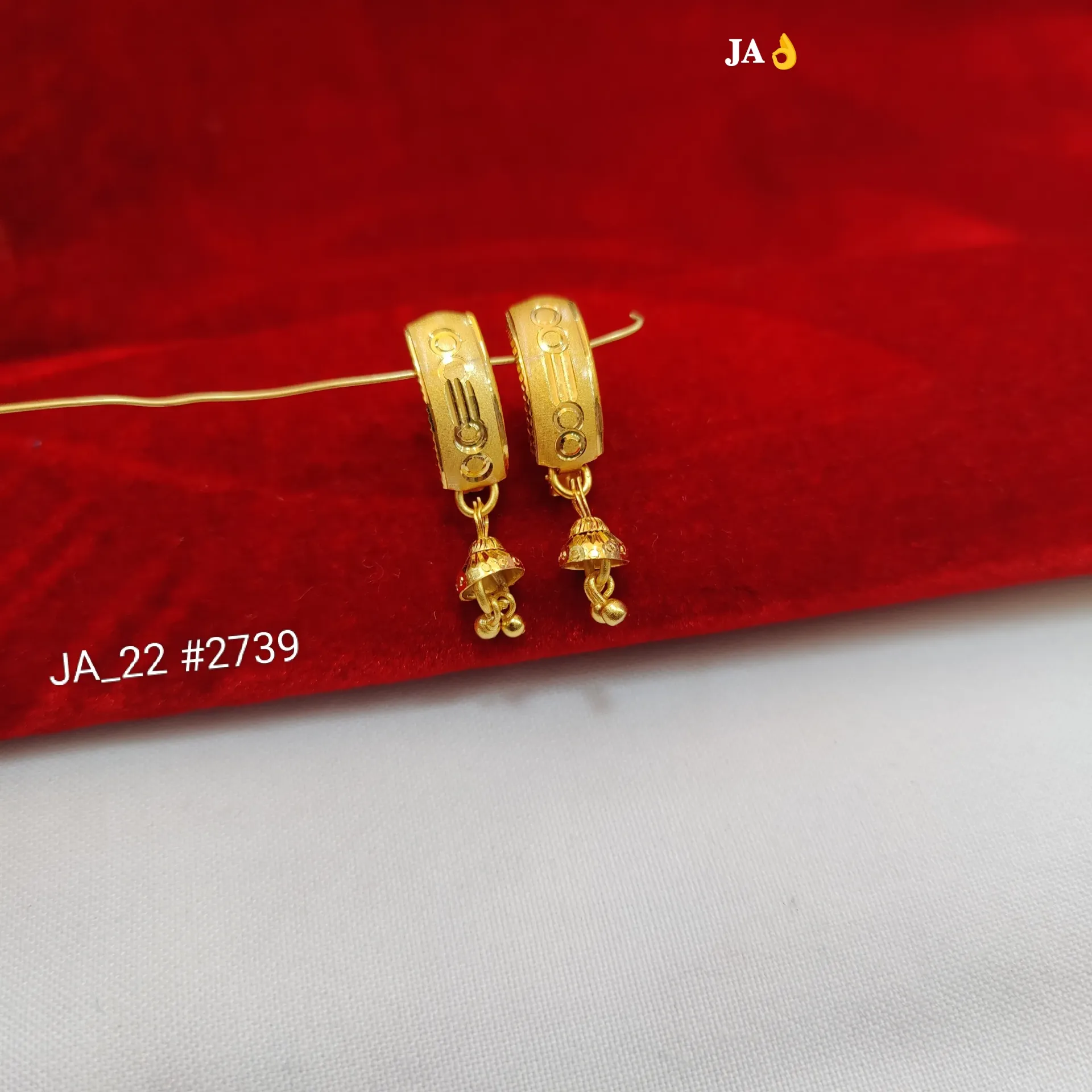 1 Gram Gold Plated Geometric Pattern Jhumki Drop Earrings DN-2739