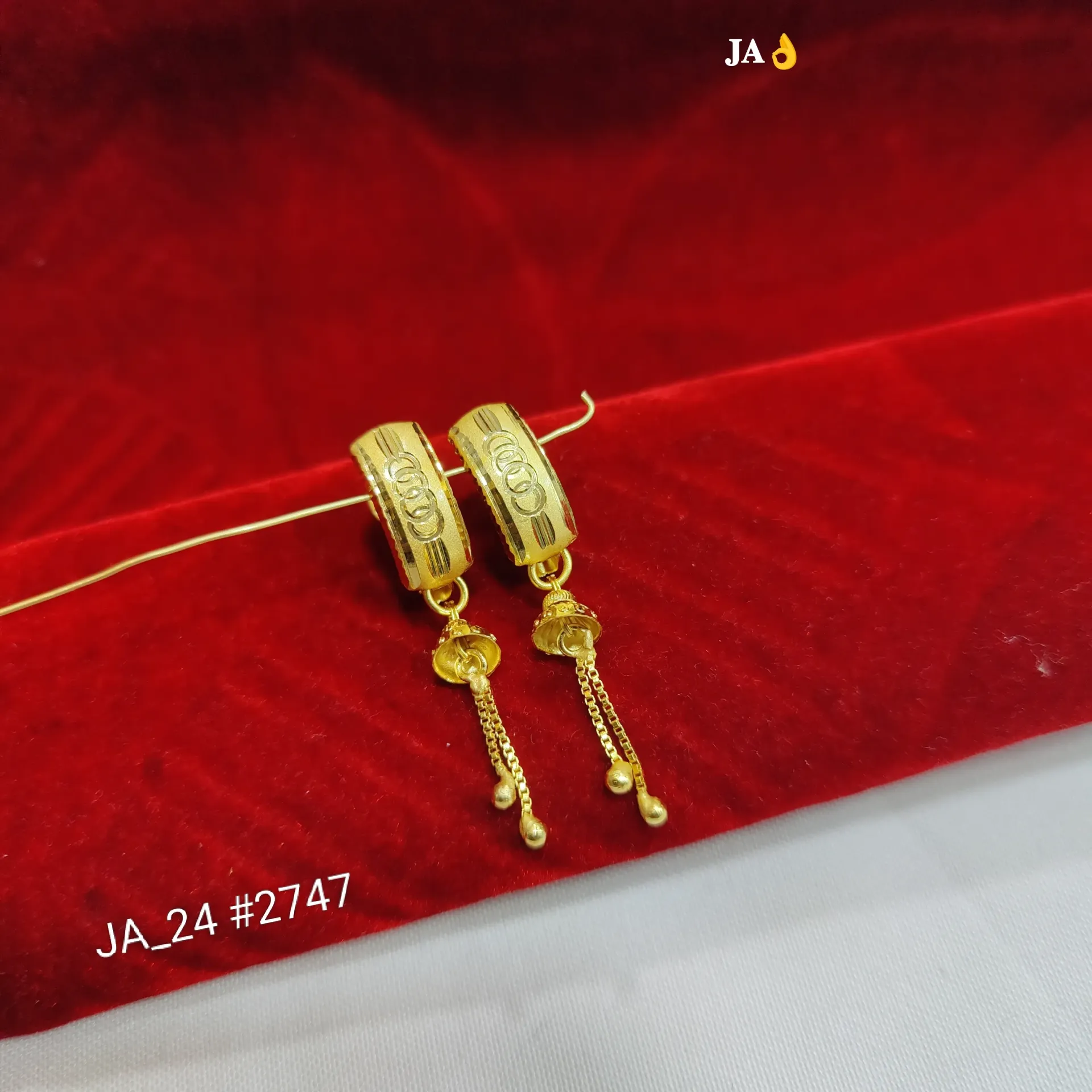 1 Gram Gold Plated Circle Pattern Tassel Drop Earrings DN-2747