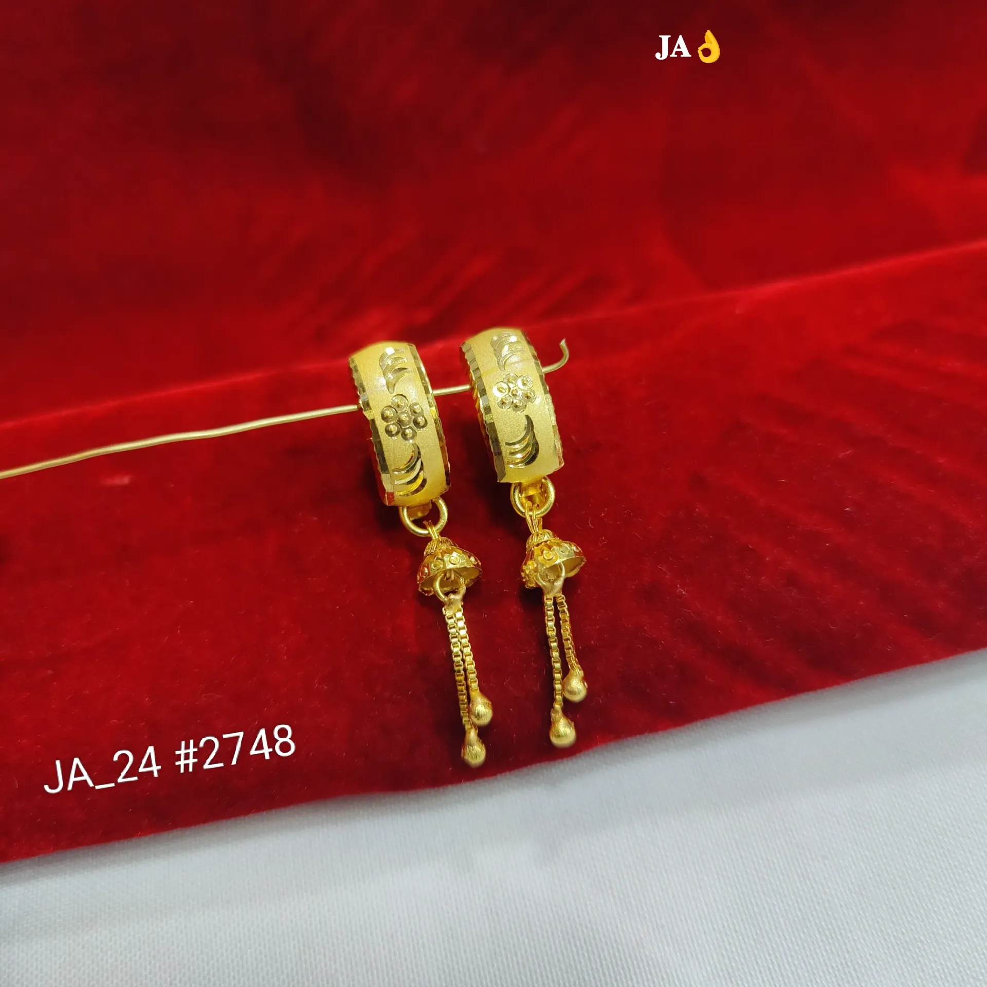 1 Gram Gold Plated Floral Tassel Drop Earrings DN-2748