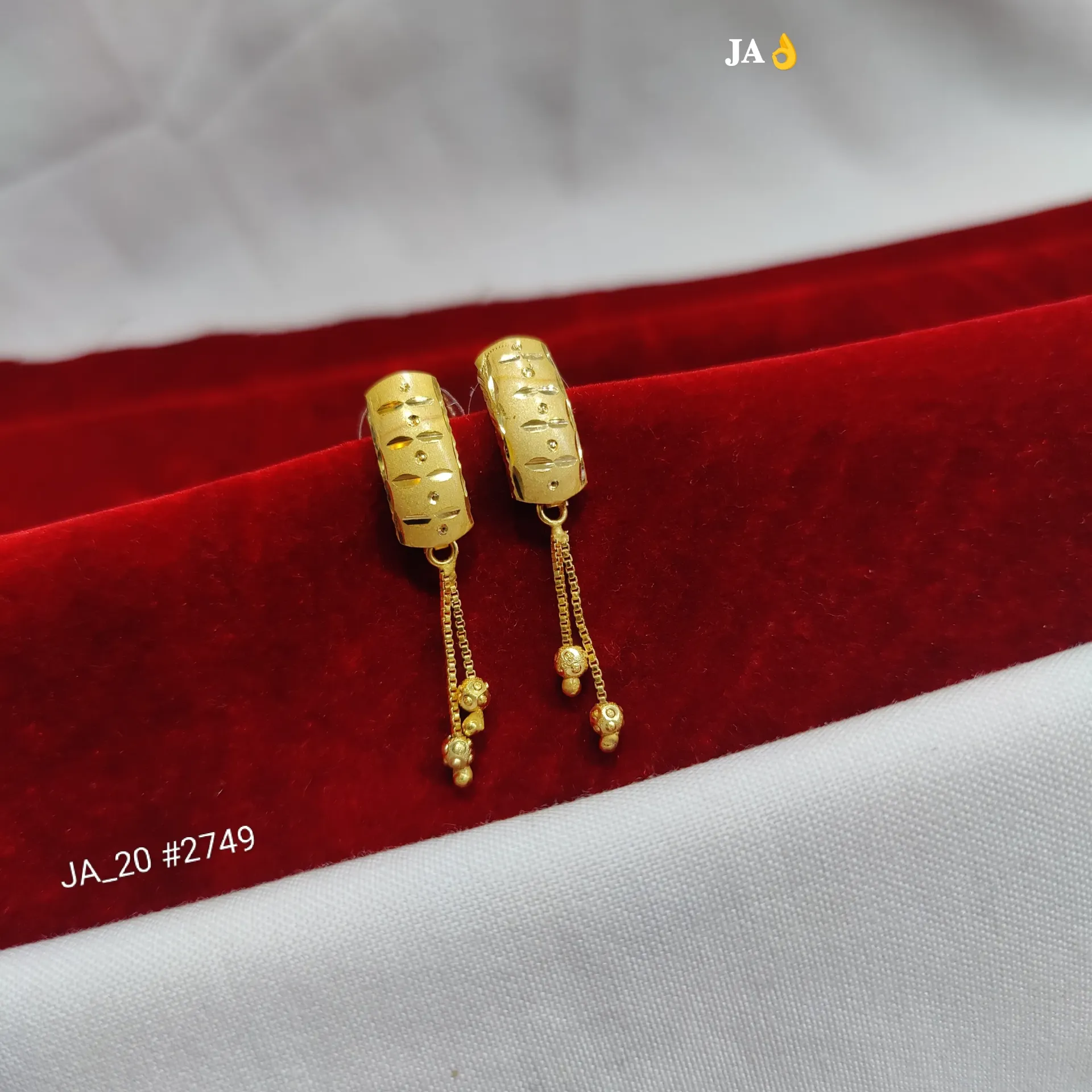 1 Gram Gold Plated Leaf Pattern Tassel Drop Earrings DN-2749