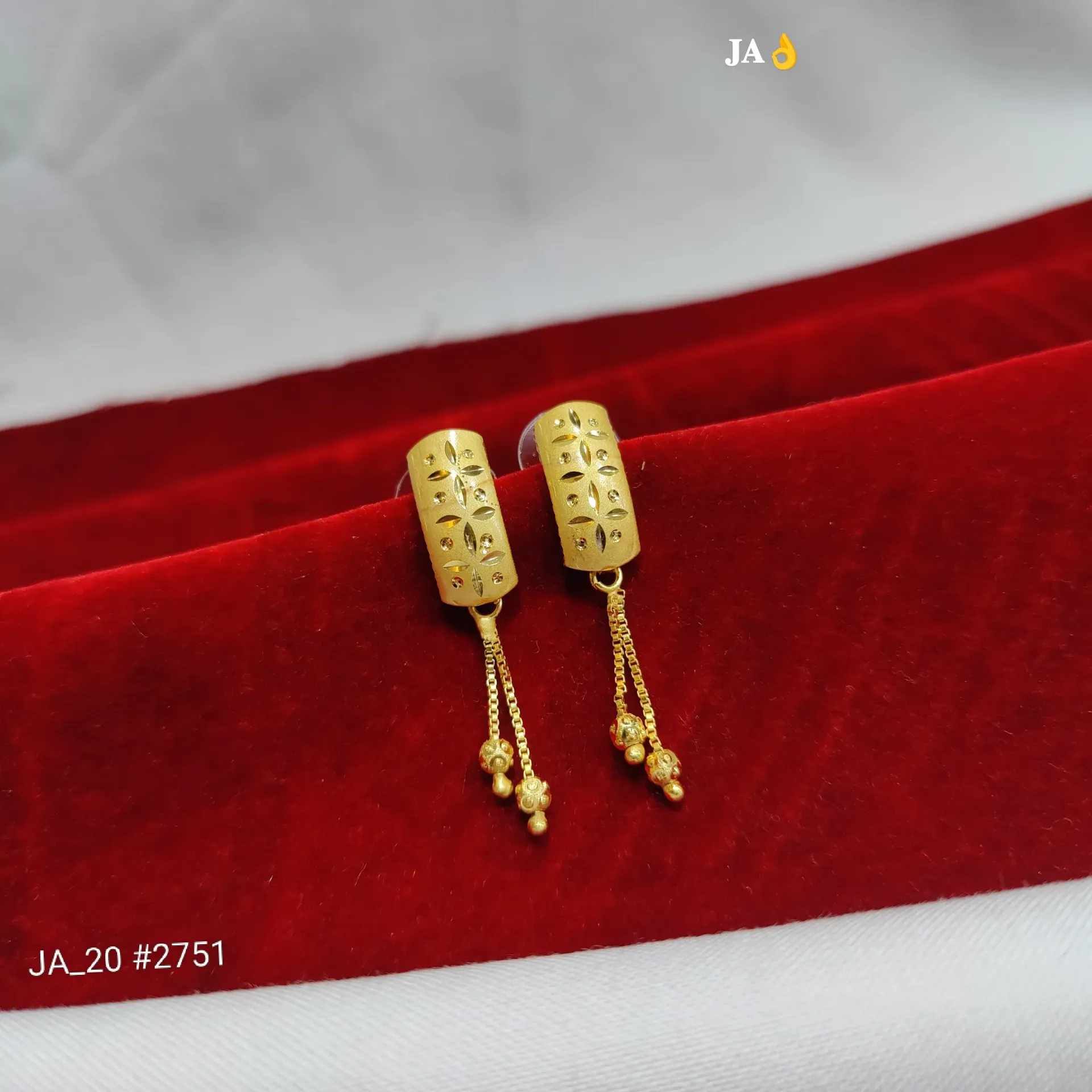 1 Gram Gold Plated Floral Cutwork Chain Tassel Earrings DN-2751