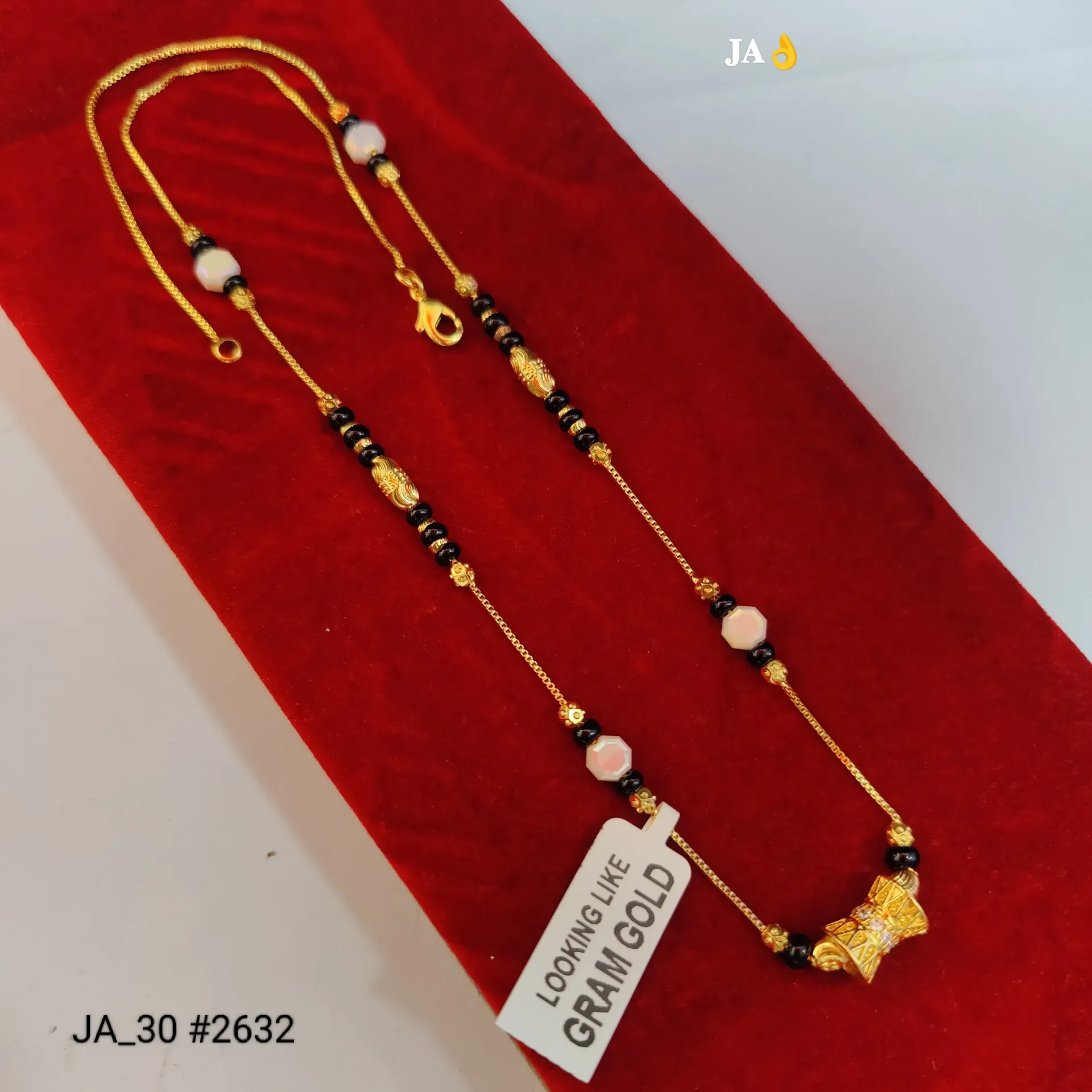 1 Gram Gold Plated Designer Mangalsutra with Crystal Beads & Antique Pendant – DN-2632