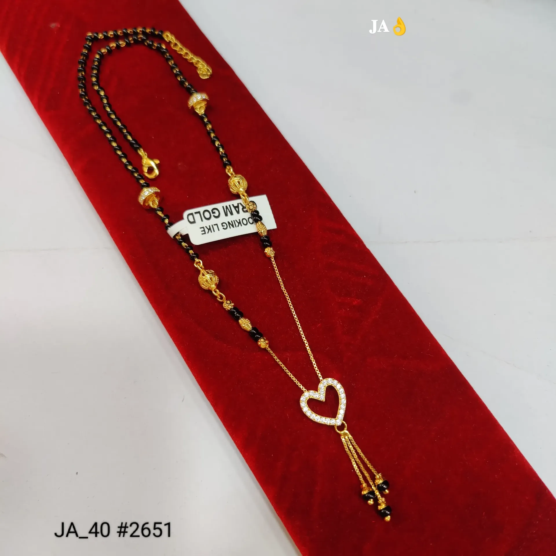1 Gram Gold Plated Heart Tassel Designer Mangalsutra Necklace  DN-2651