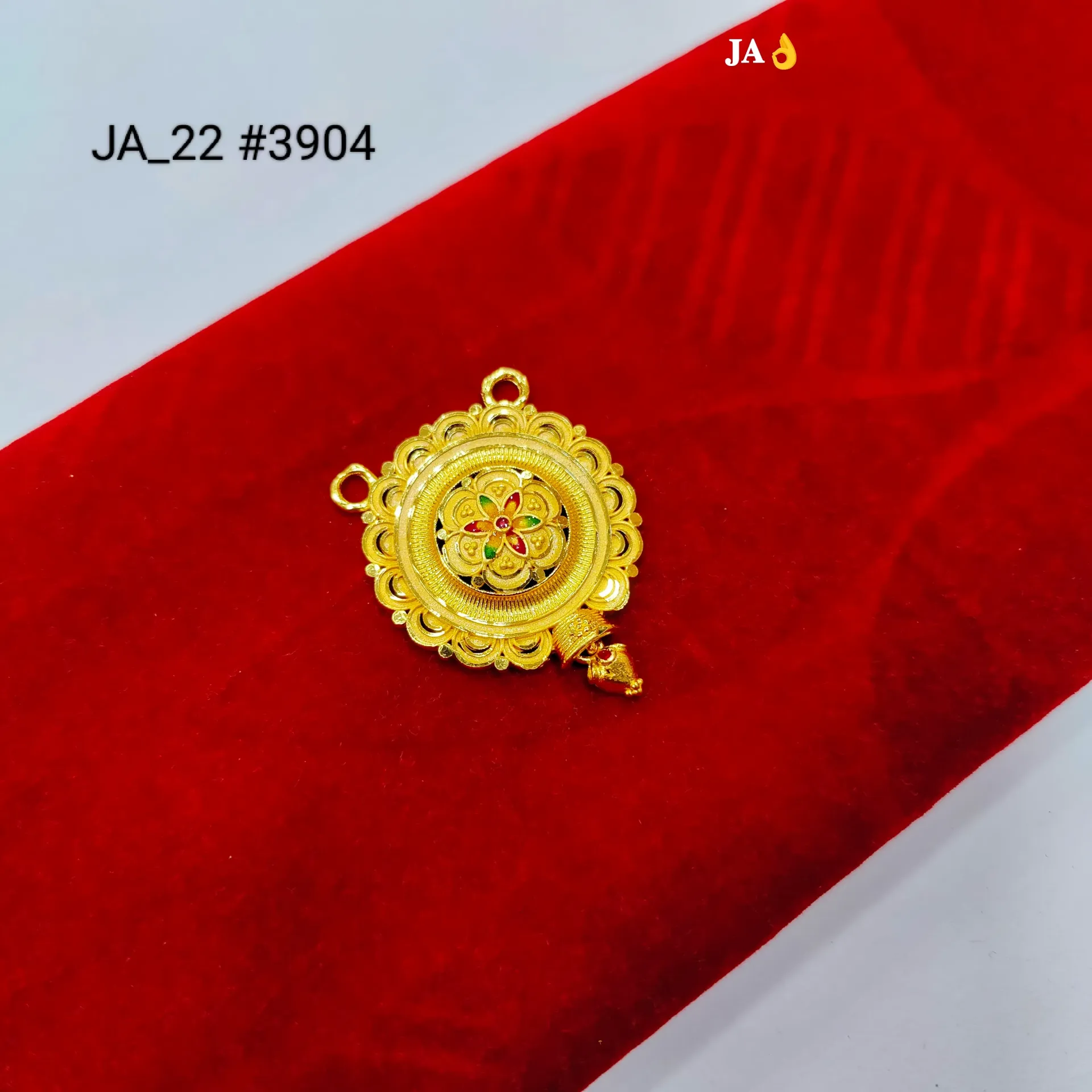 1 Gram Gold Plated Floral Round Designer Pendant DN-3904
