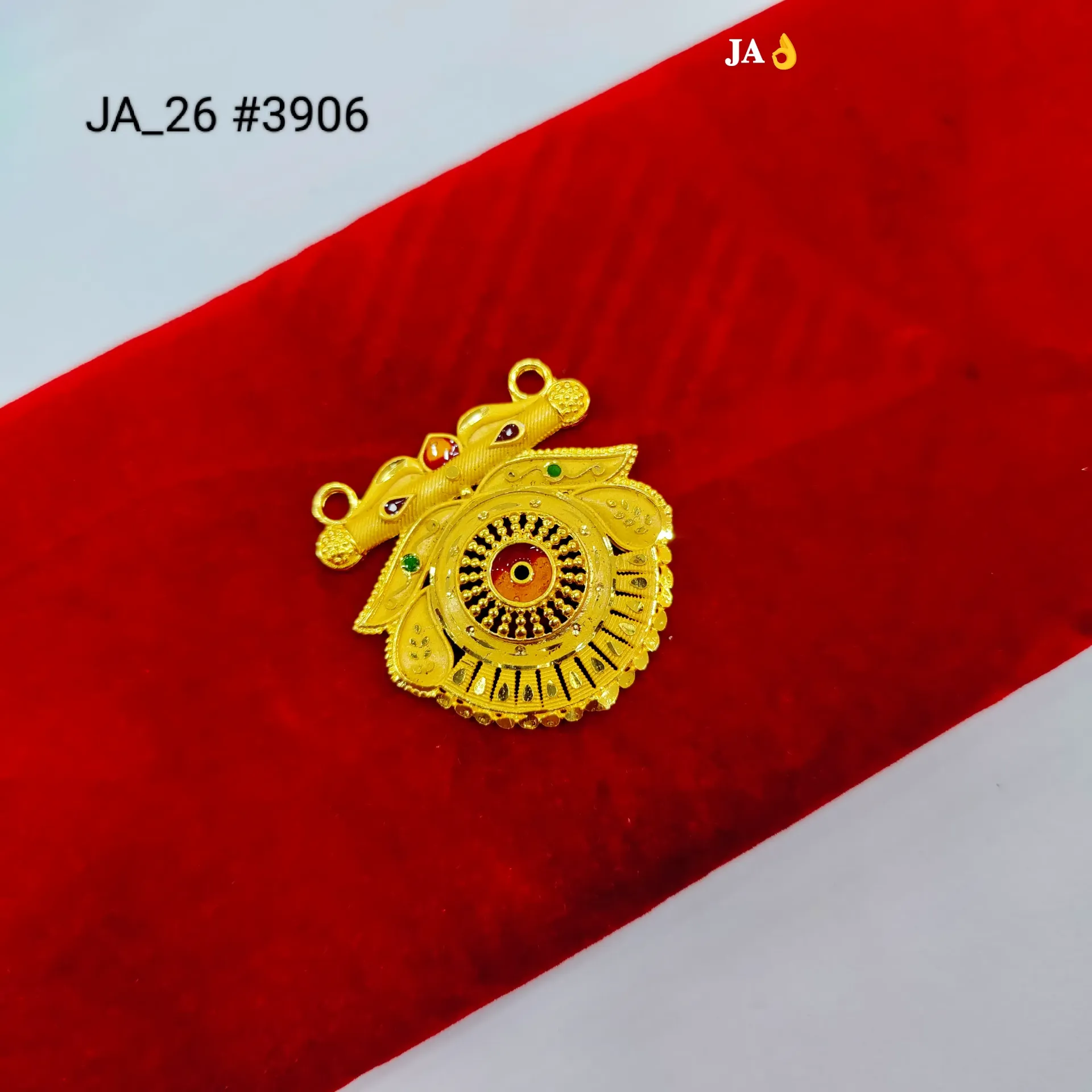 1 Gram Gold Plated Traditional Circular Designer Pendant DN-3906