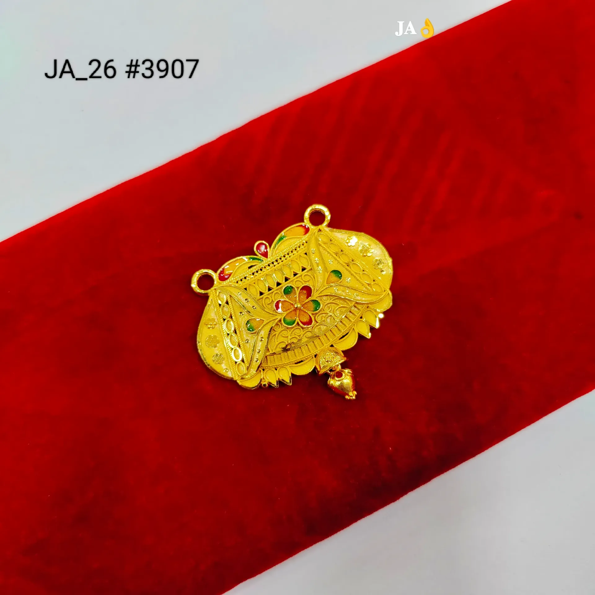 1 Gram Gold Plated Floral Meenakari Designer Pendant DN-3907