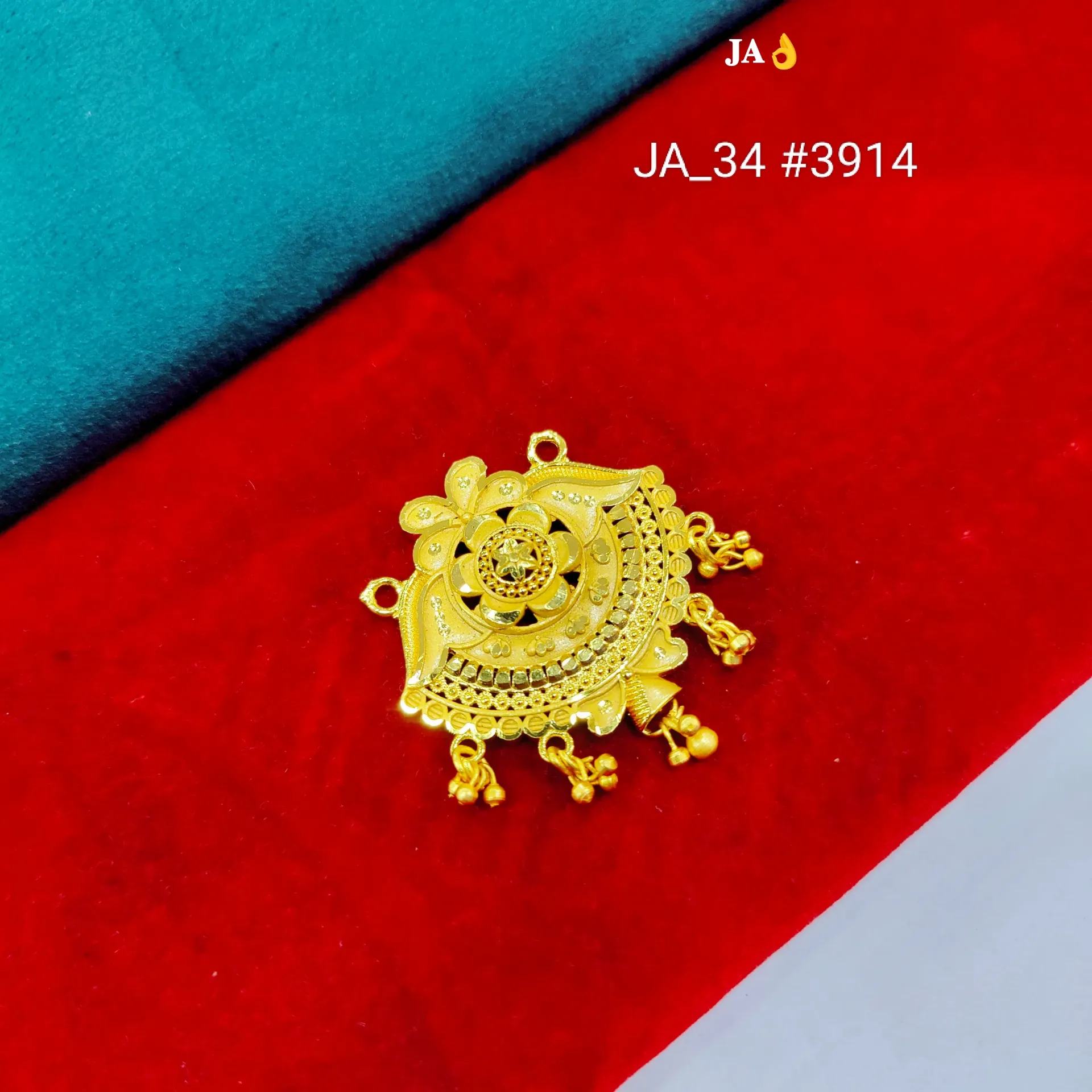 1 Gram Gold Plated Floral Antique Designer Pendant DN-3914