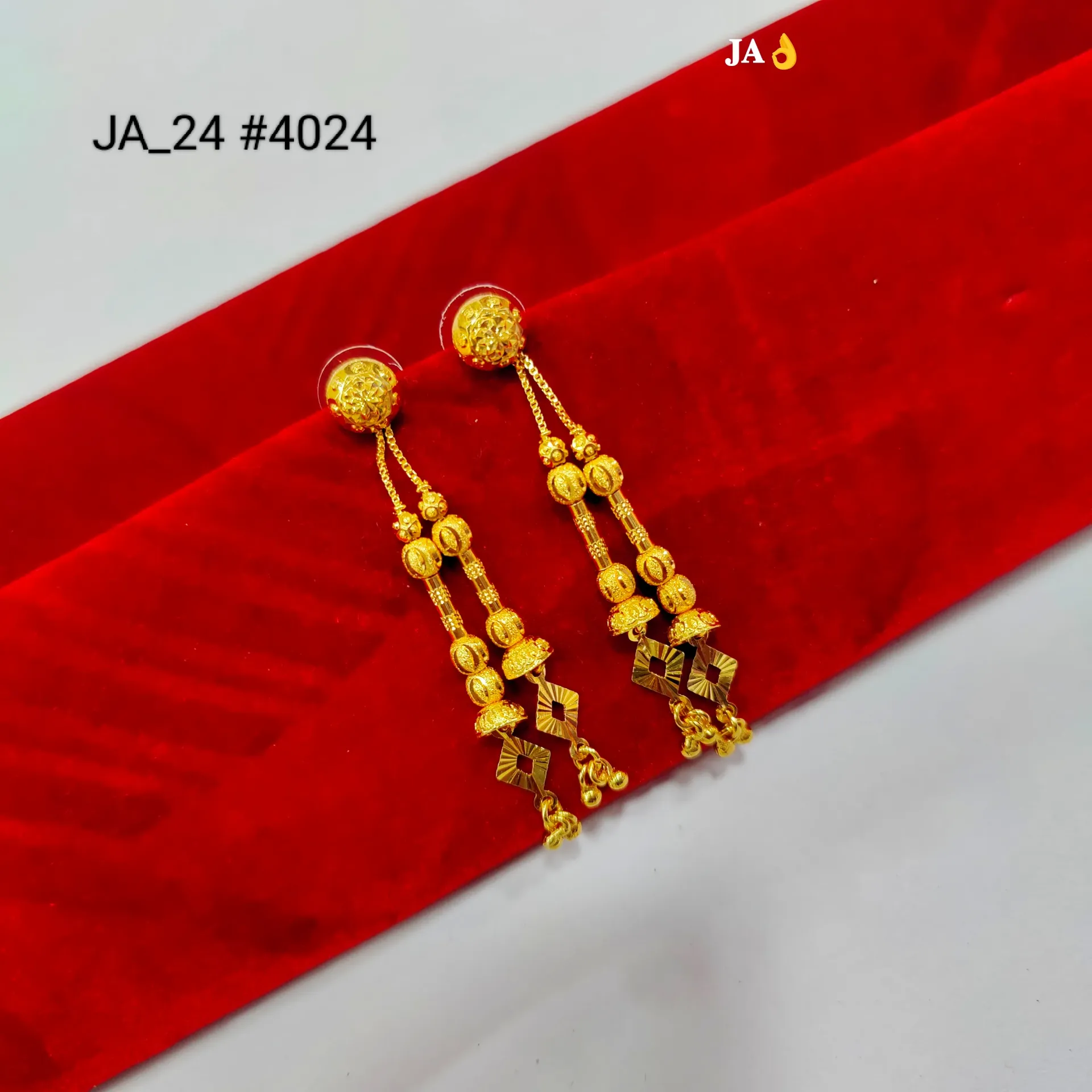 1 Gram Gold Plated Long Chain Drop Earrings DN-4024