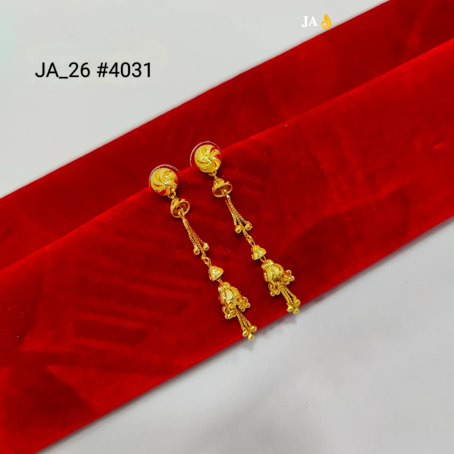 1 Gram Gold Plated Long Chain Jhumki Drop Earrings DN-4031