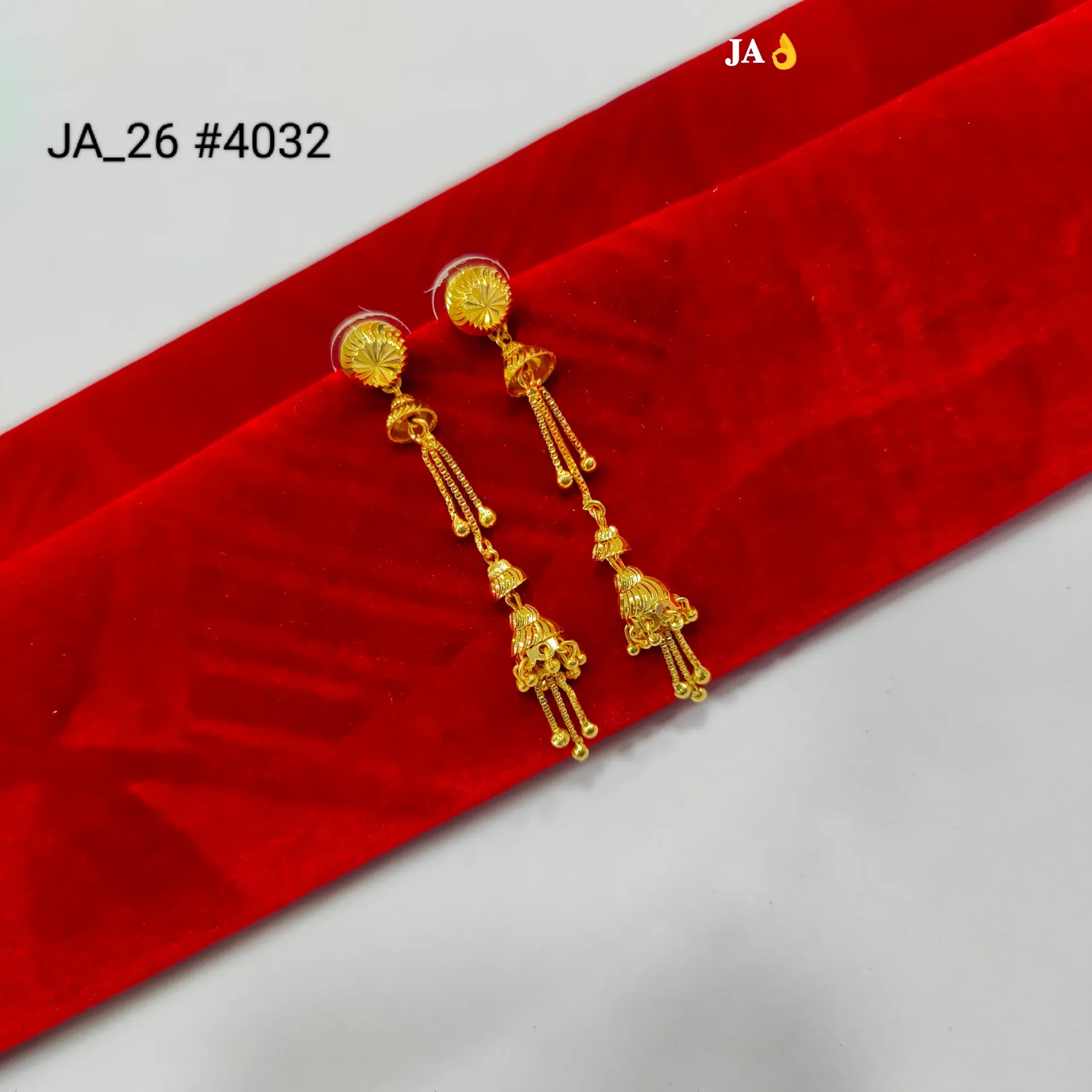 1 Gram Gold Plated Dual Jhumki Long Drop Earrings DN-4032