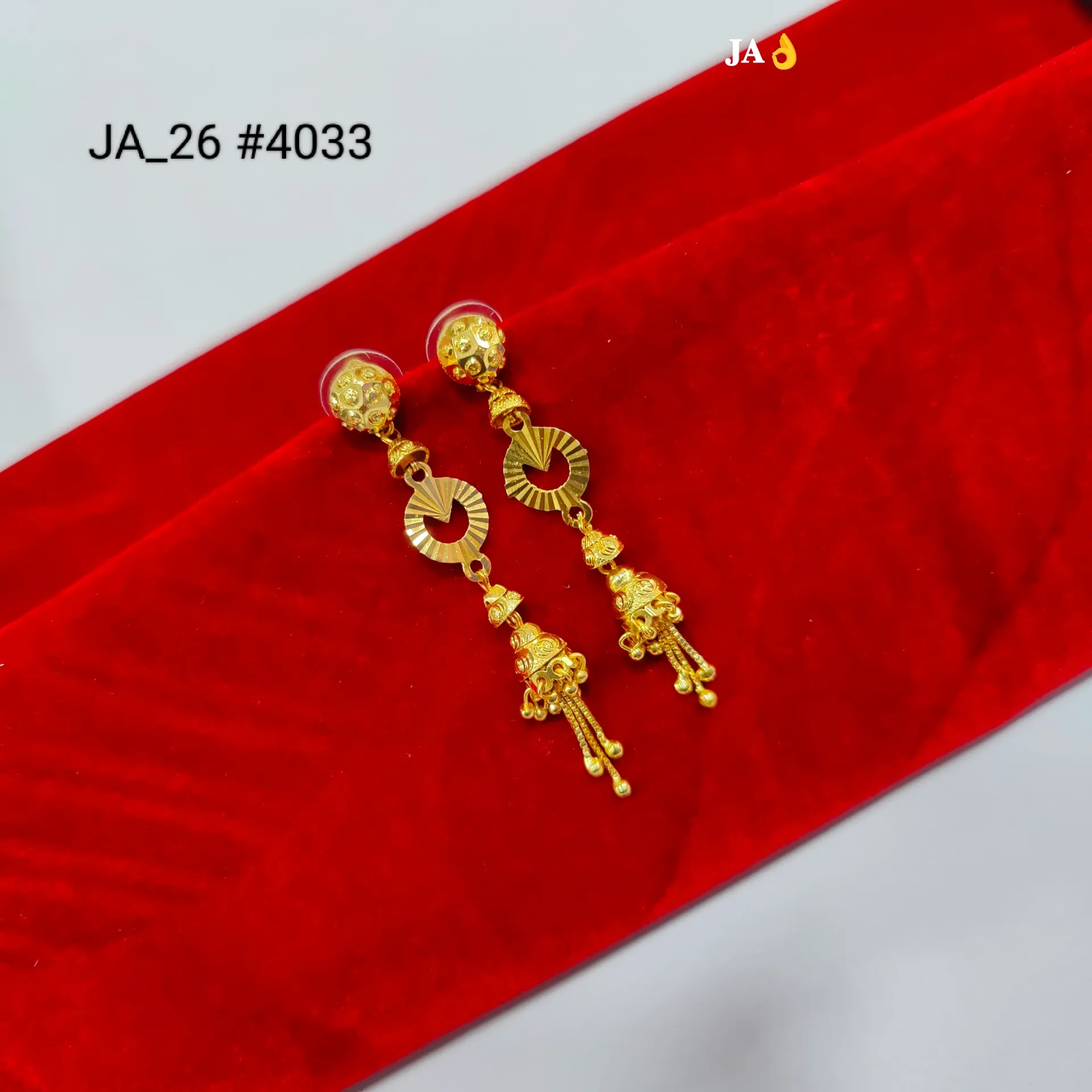 1 Gram Gold Plated Circular Motif Jhumki Drop Earrings DN-4033