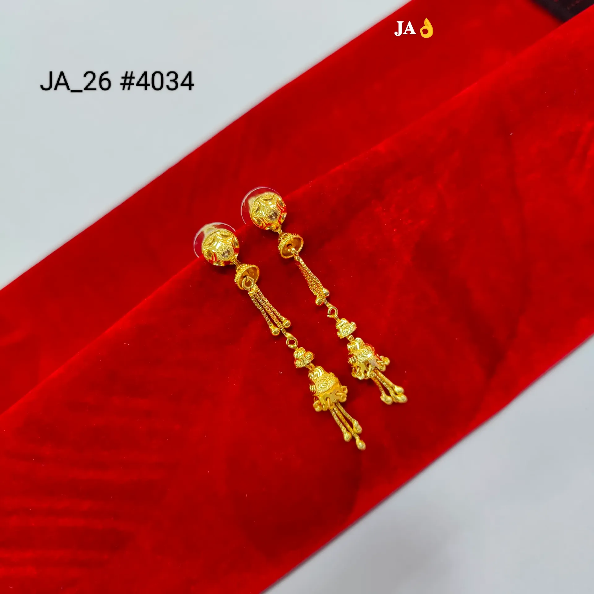 1 Gram Gold Plated Long Tassel Jhumki Earrings DN-4034