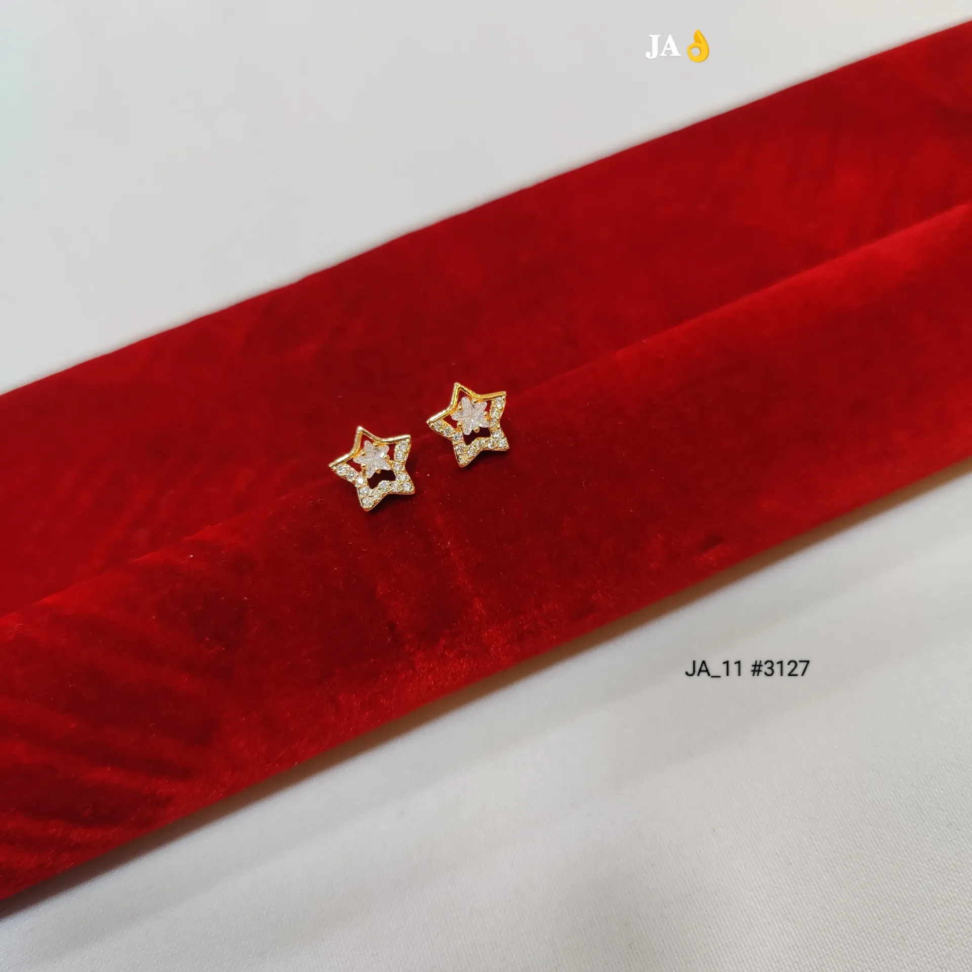 1 Gram Gold Plated CZ Stone Star Design Tops Earrings DN-3126