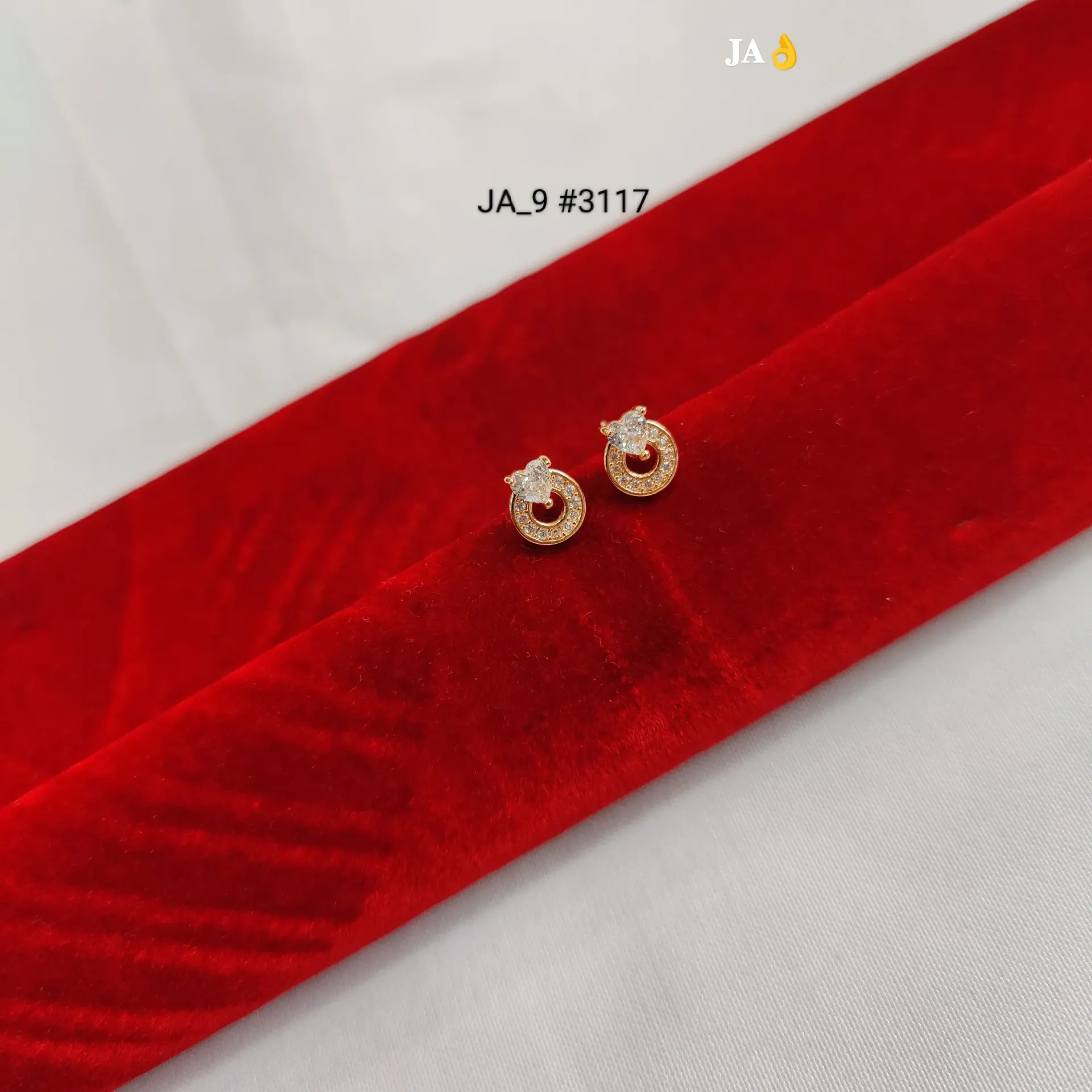 1 Gram Gold Plated CZ Stone Circular Halo Design Tops Earrings DN-3117