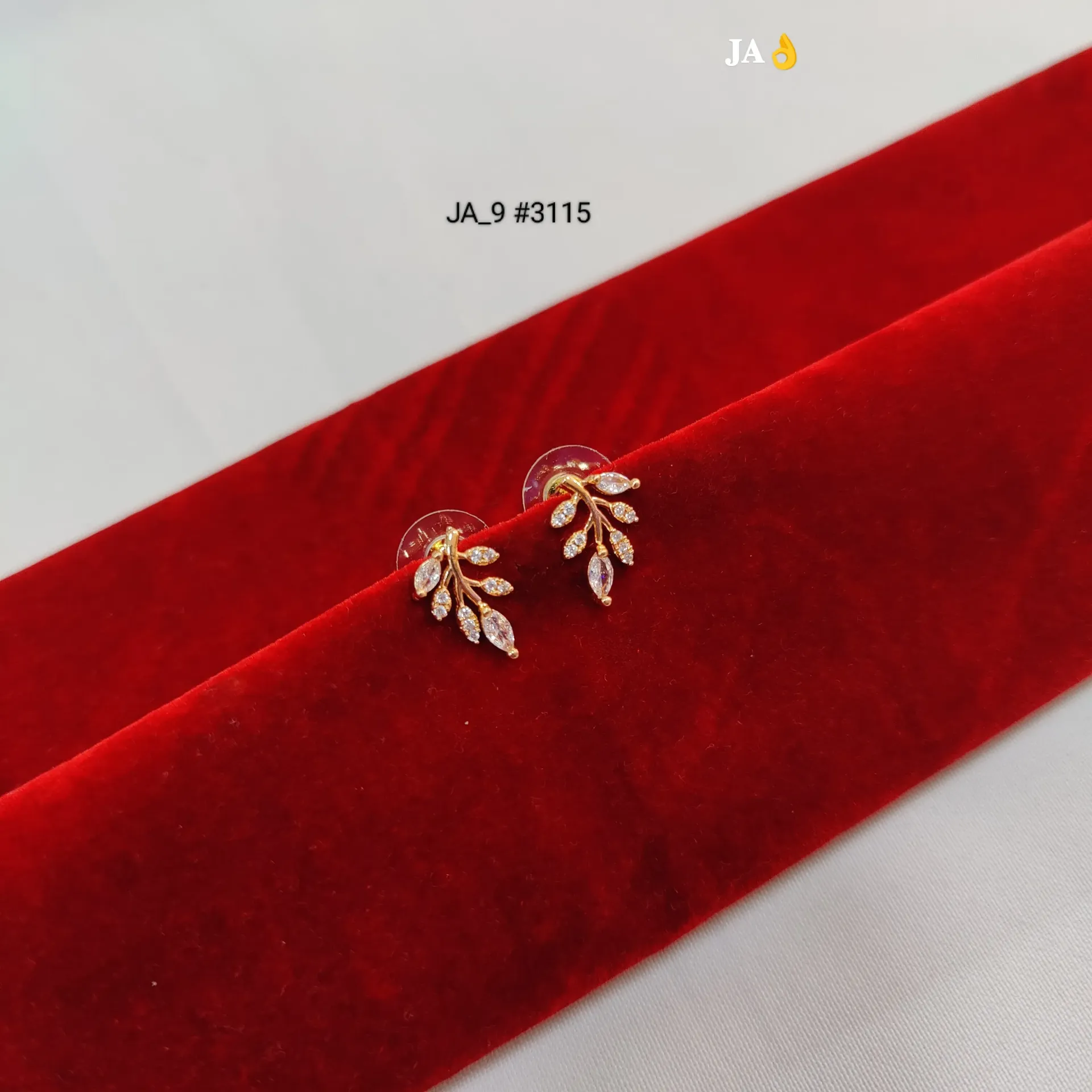 1 Gram Gold Plated CZ Stone Leaf Branch Design Tops Earrings DN-3115