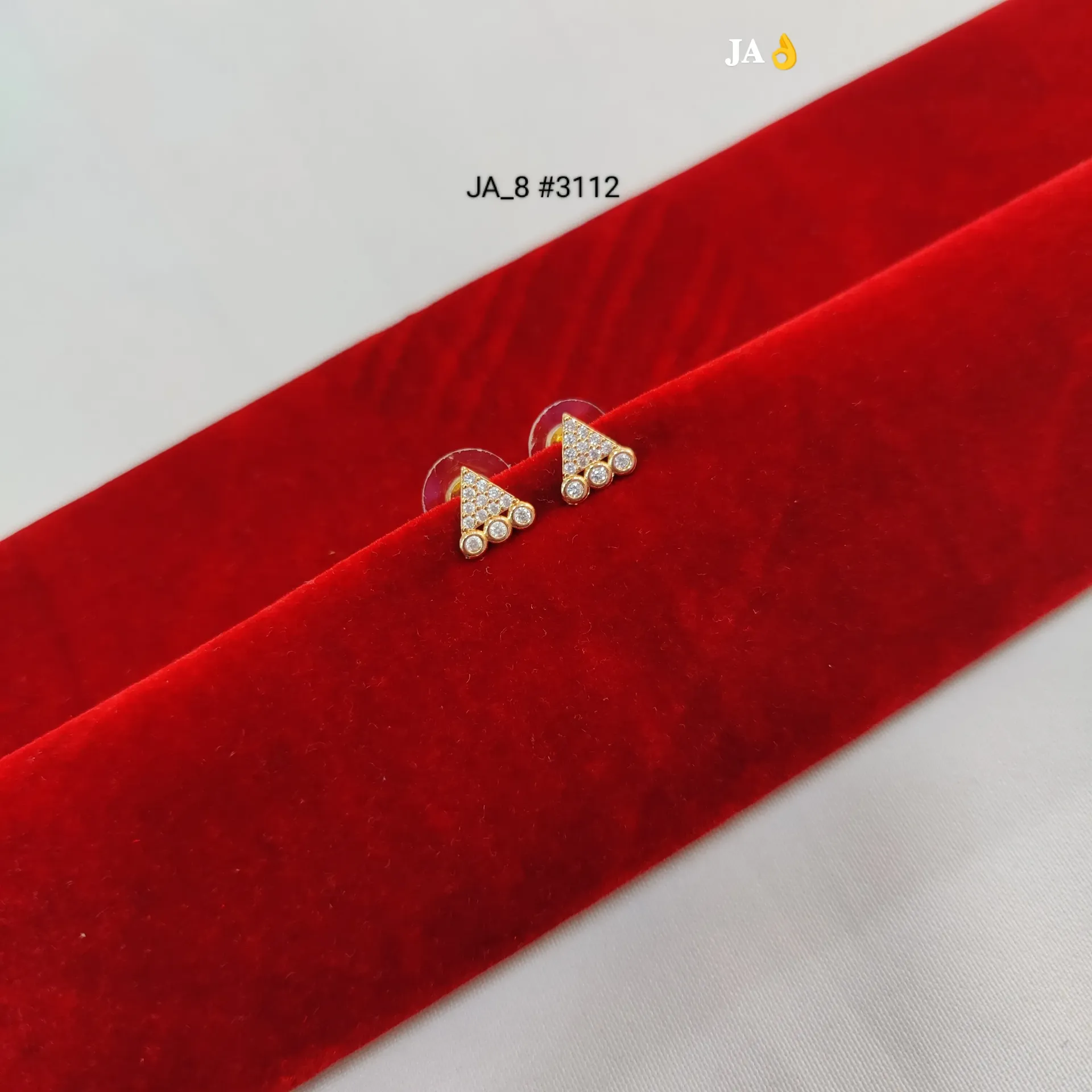 1 Gram Gold Plated CZ Stone Triangle Design Tops Earrings DN-3112