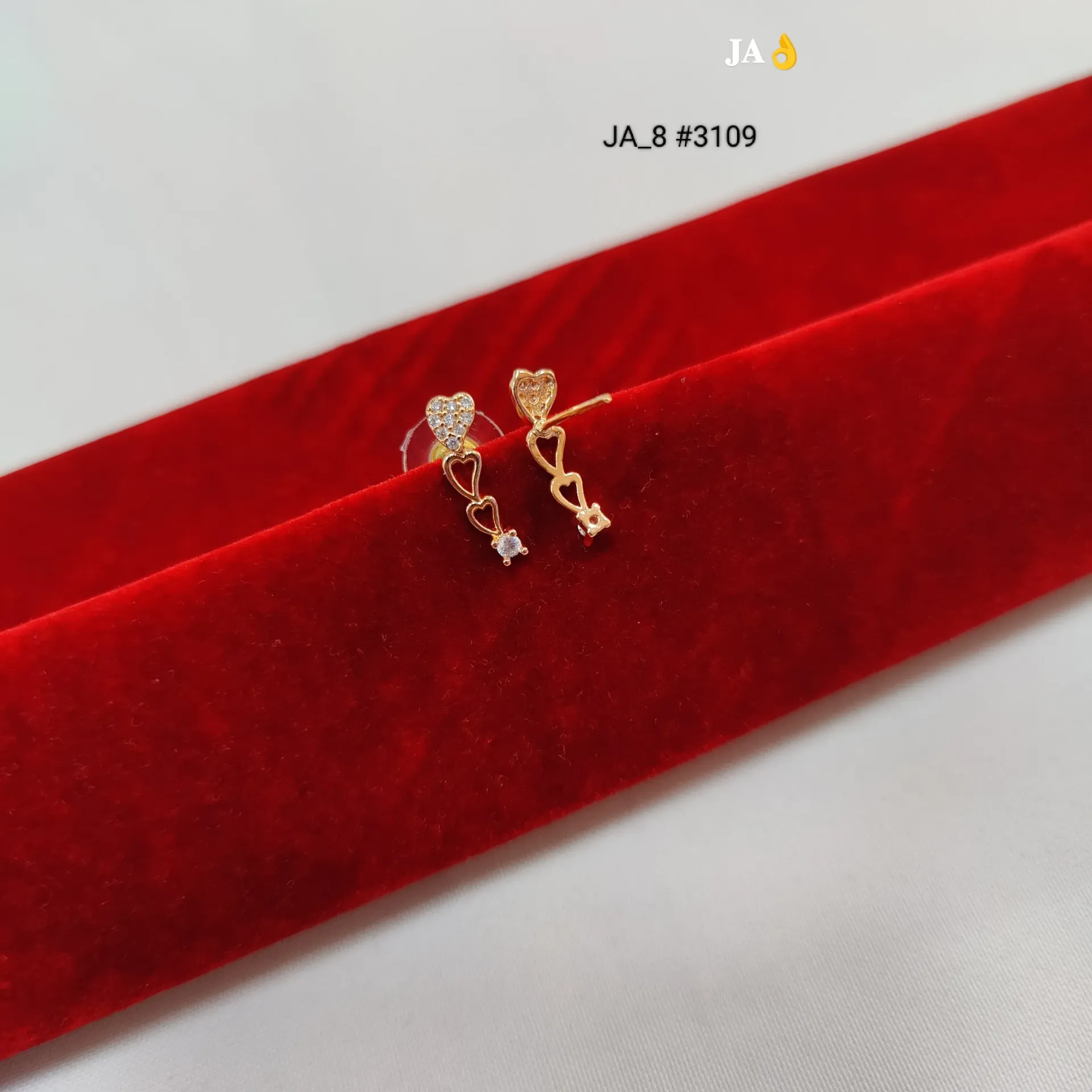 1 Gram Gold Plated CZ Stone Triangle Design Tops Earrings DN-3109