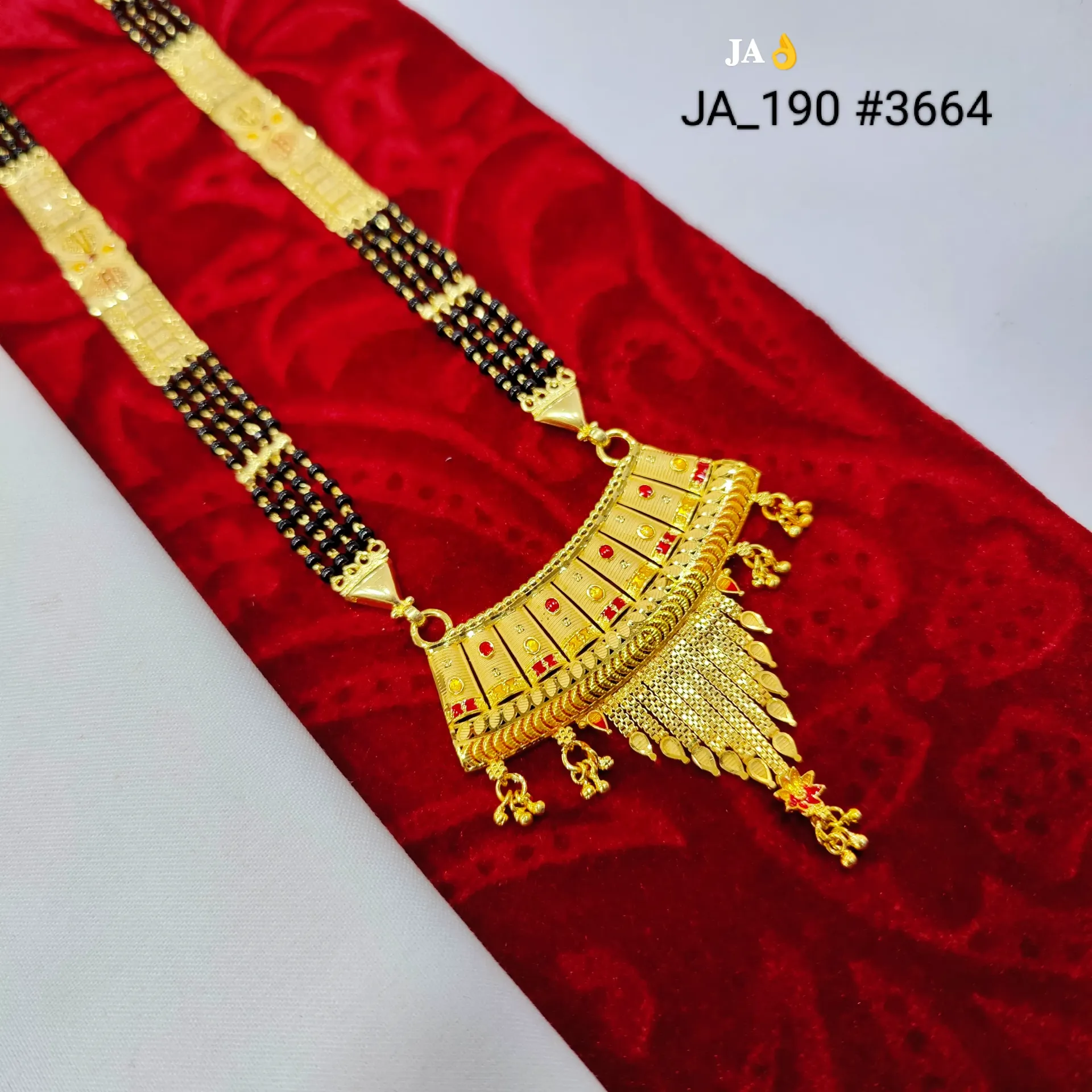 1 Gram Gold Plated Traditional Designer Mangalsutra Necklace DN-3664
