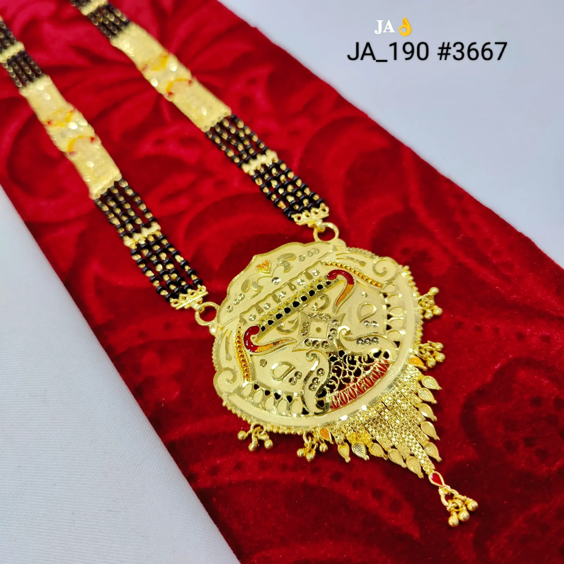Traditional Peacock Motif Tassel Mangalsutra Pendant  DN-3667