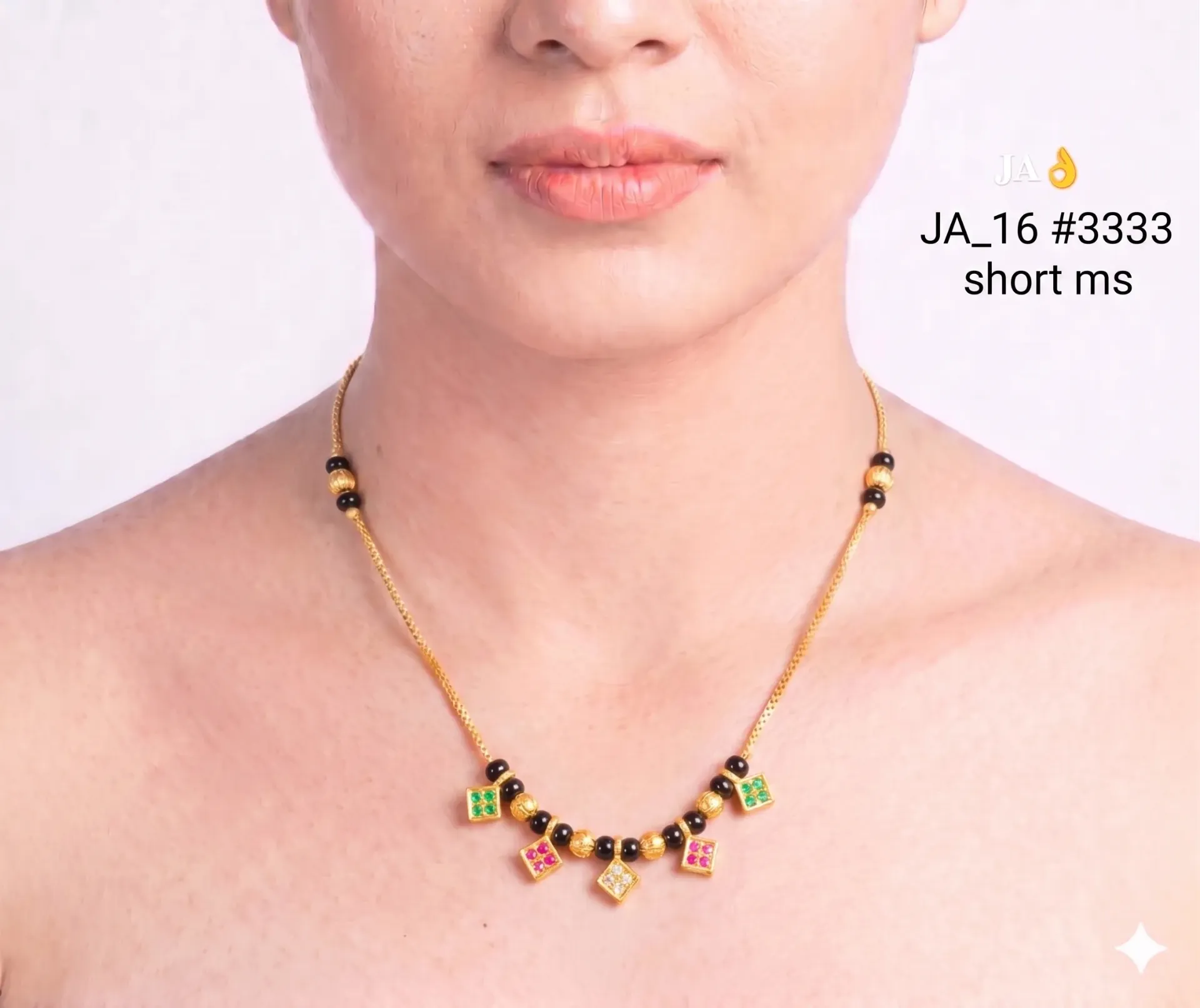 1 Gram Gold Plated Short Mangalsutra DN-3333