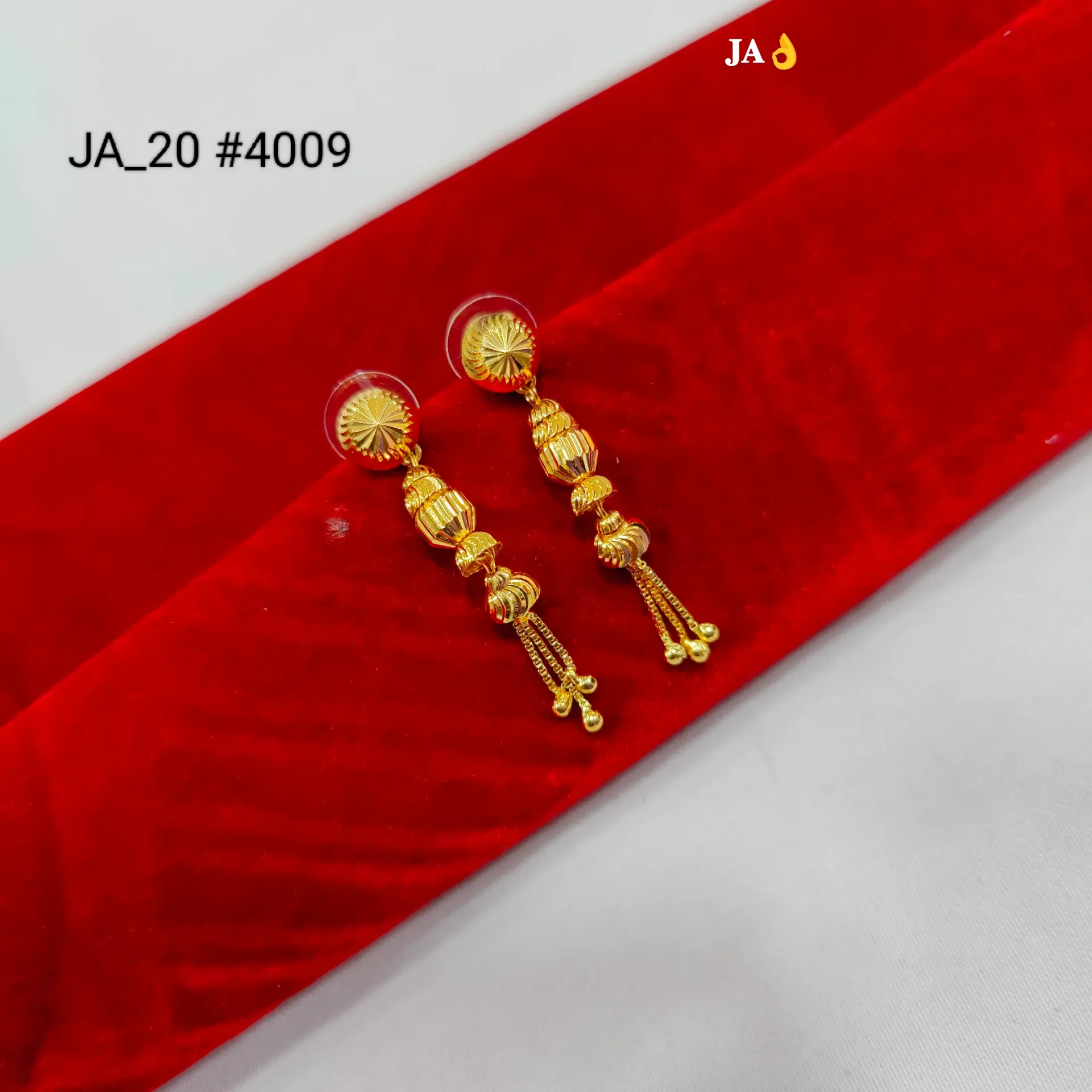 Traditional Gold Finish Tassel Drop Earrings DN-4009