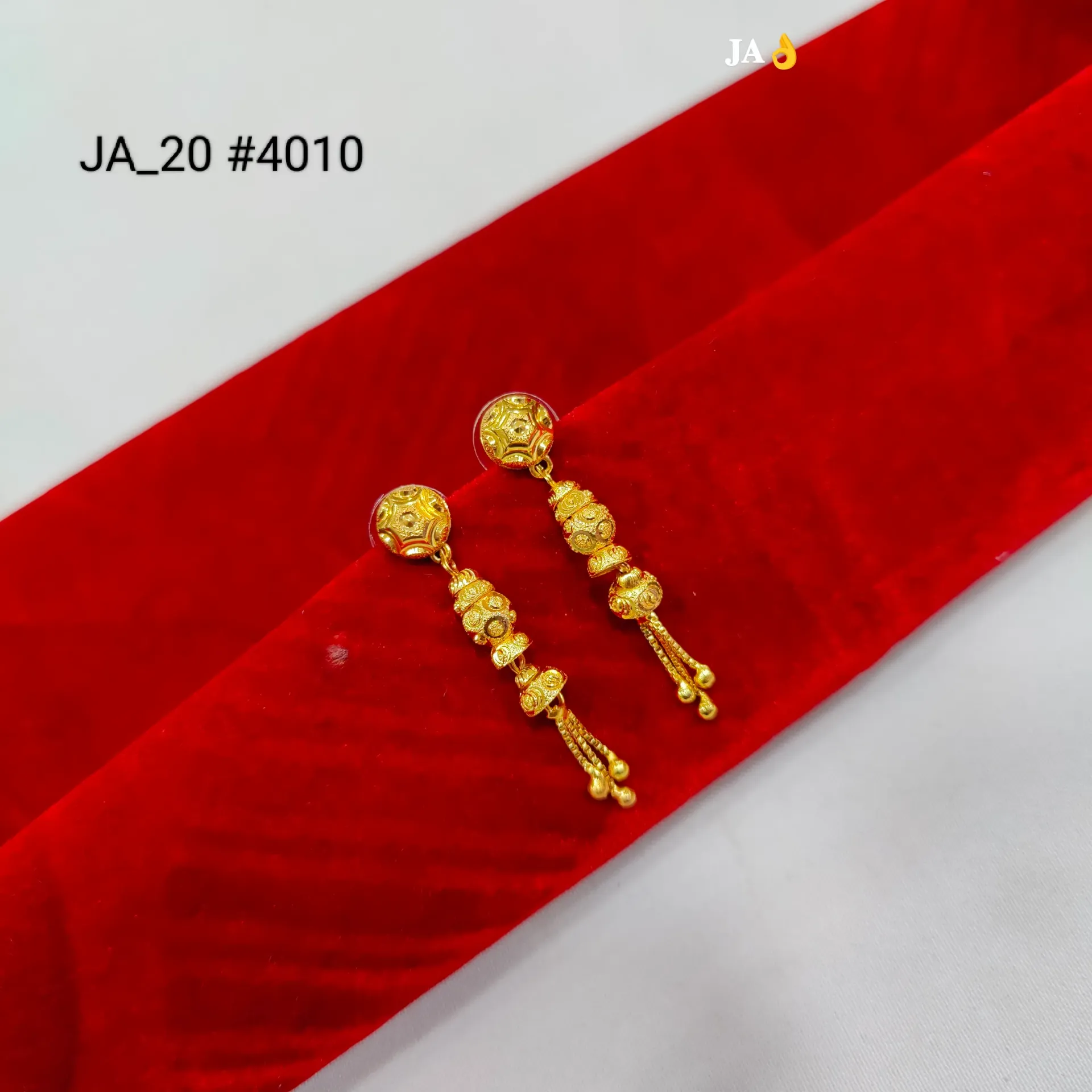 Traditional Gold Finish Tassel Drop Earrings DN-4010