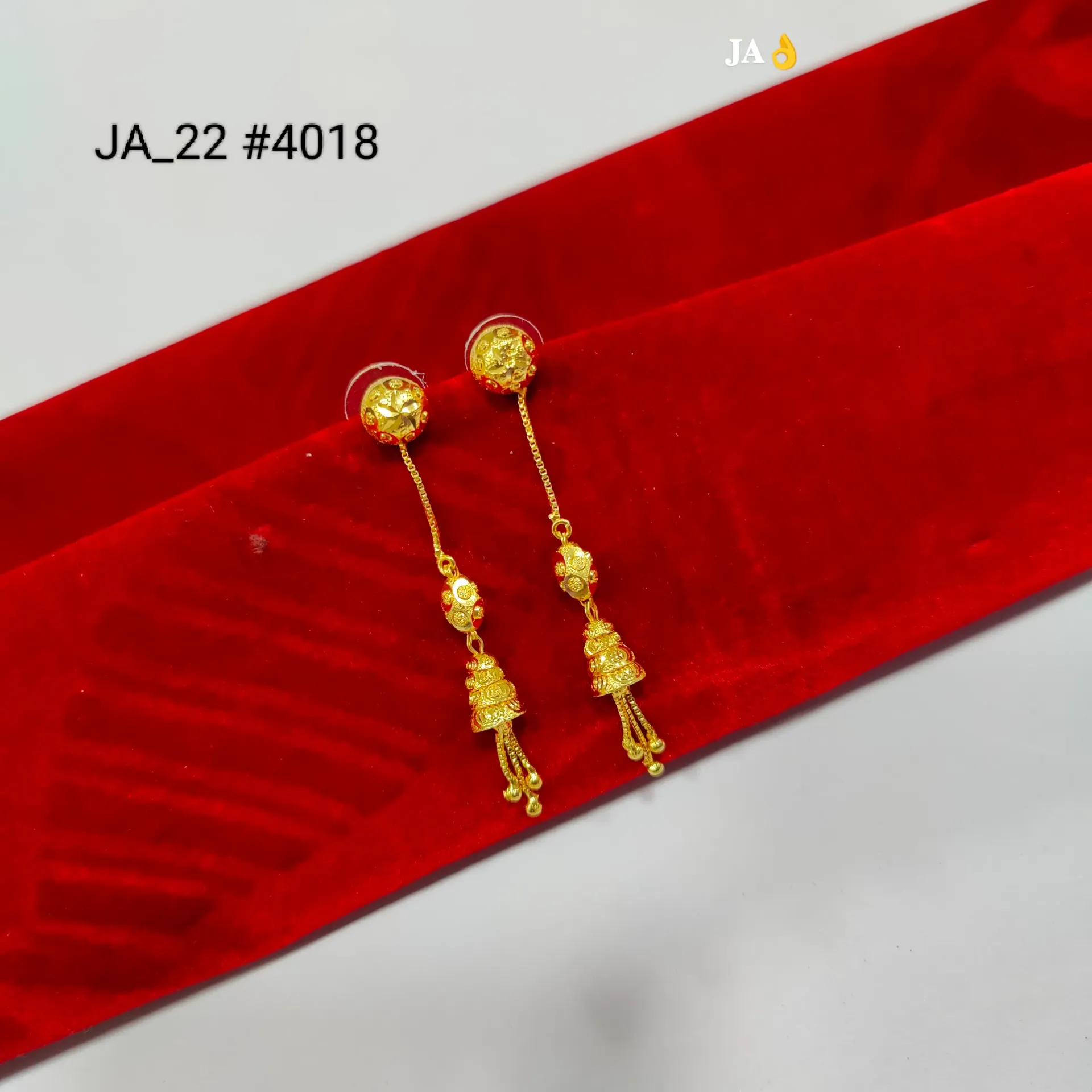 Traditional Gold Finish Chain Tassel Earrings DN-4018