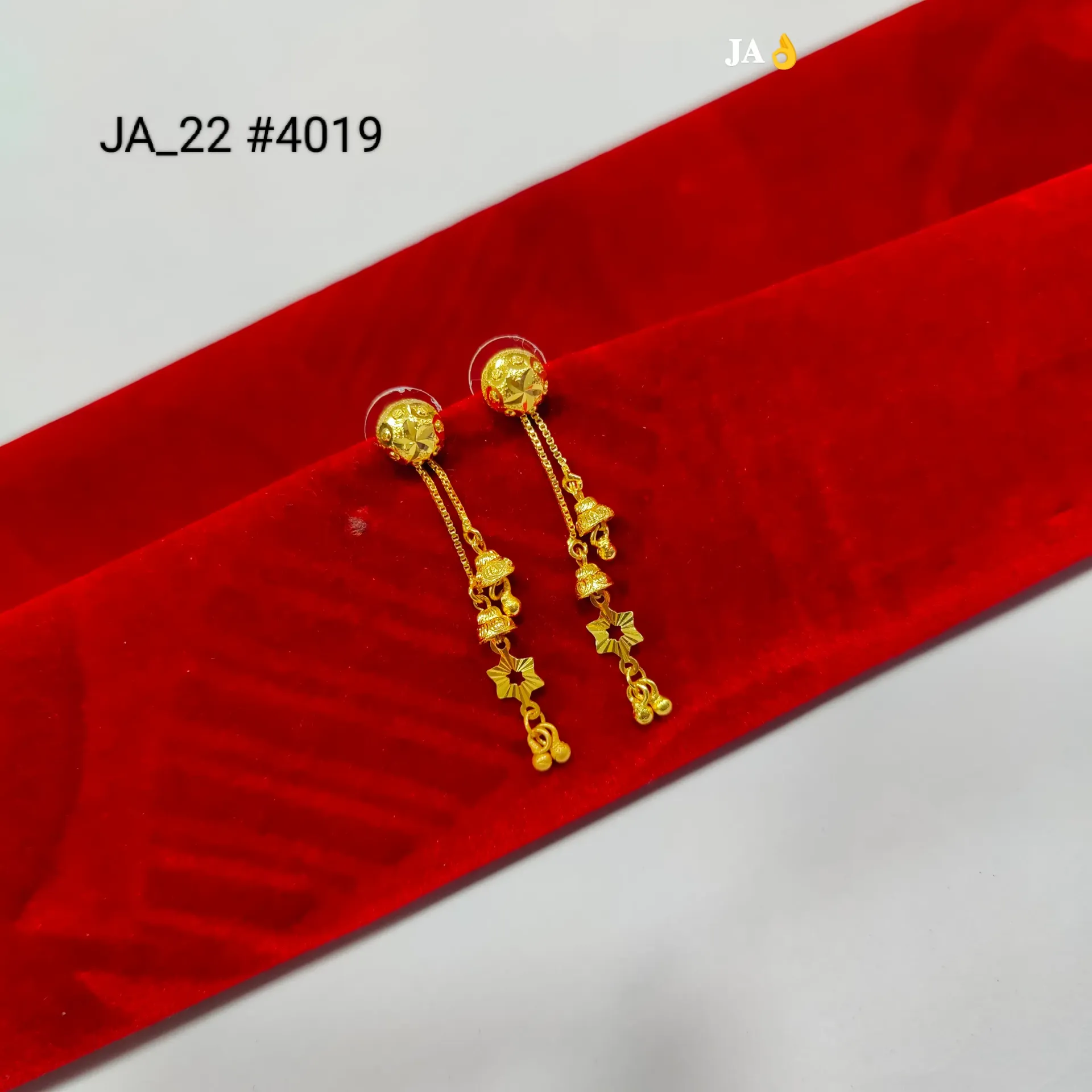 Traditional Gold Finish Star Charm Tassel Earrings DN-4019