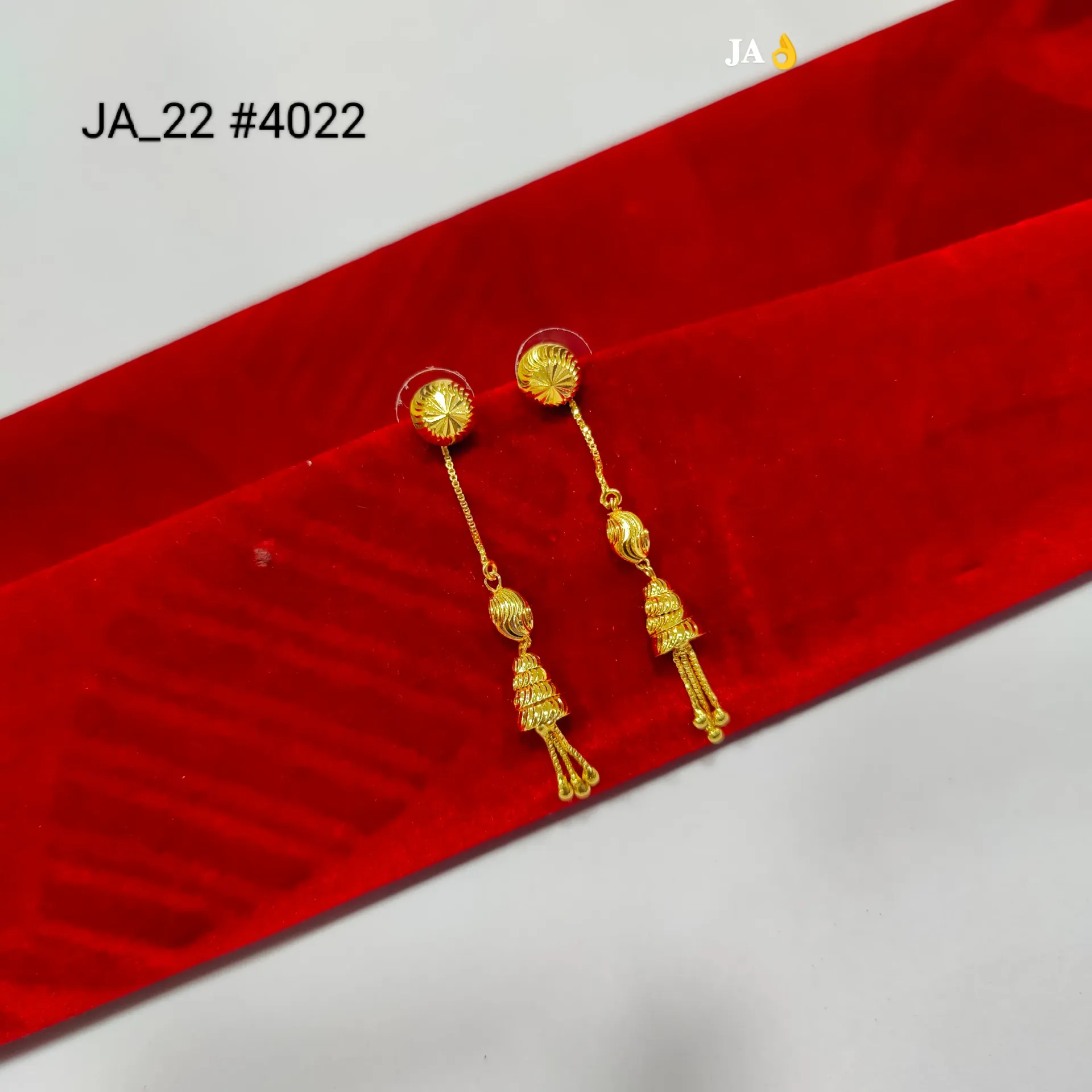 Traditional Gold Finish Tassel Drop Earrings DN-4022