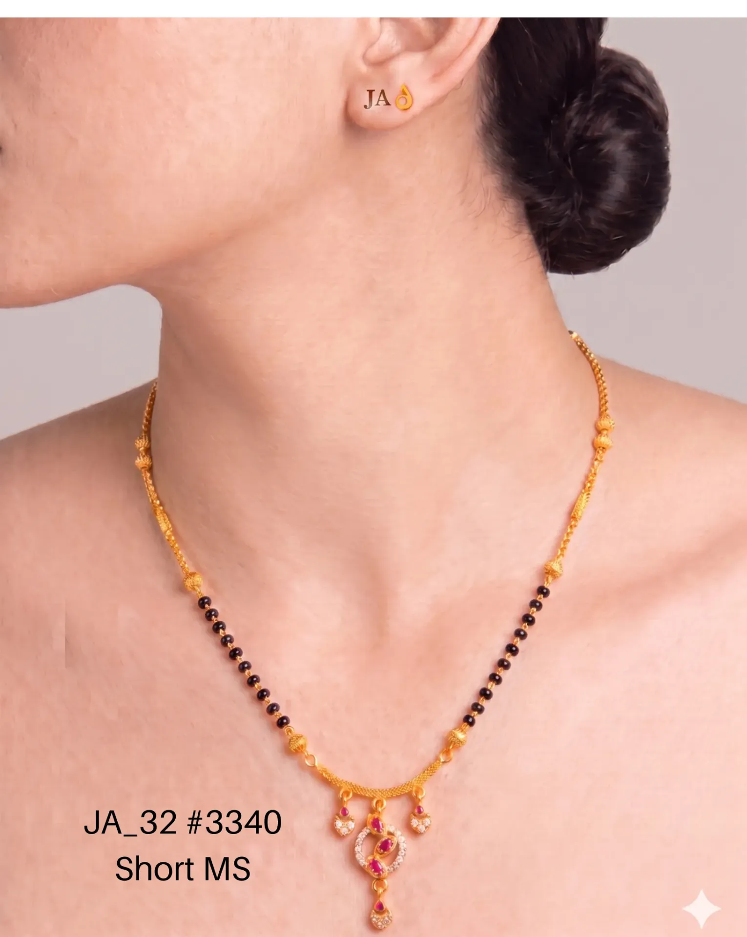 1 Gram Gold Plated Short Mangalsutra DN-3340