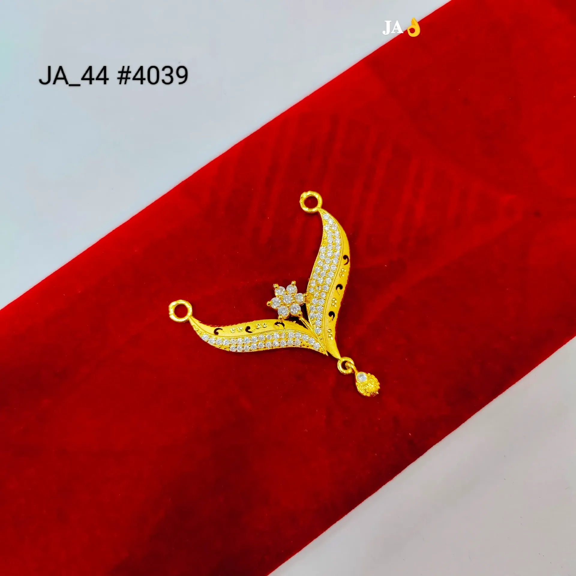 Elegant CZ Studded Floral V-Shape Pendant DN-4039