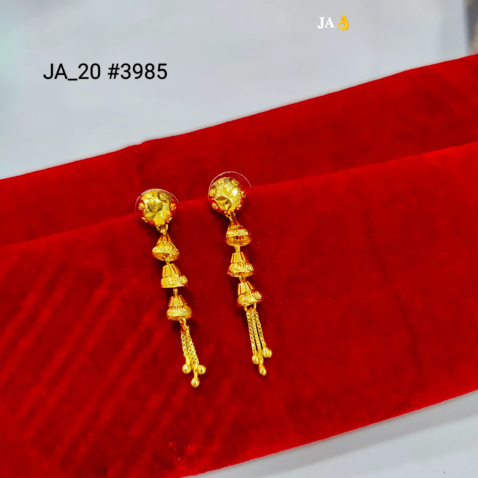 Traditional Gold Finish Long Drop Earrings  DN-3985