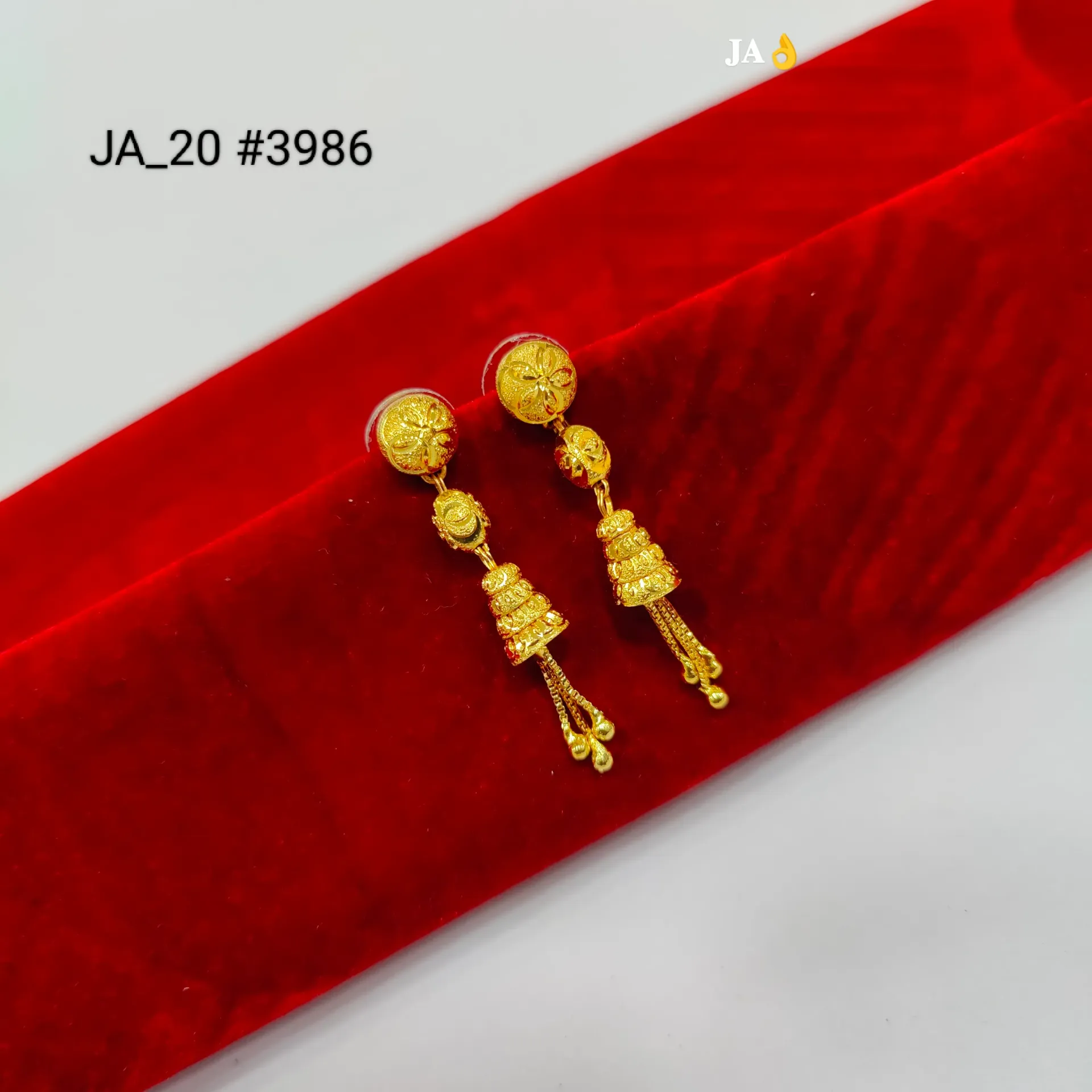 Traditional Gold Finish Tassel Drop Earrings DN-3986