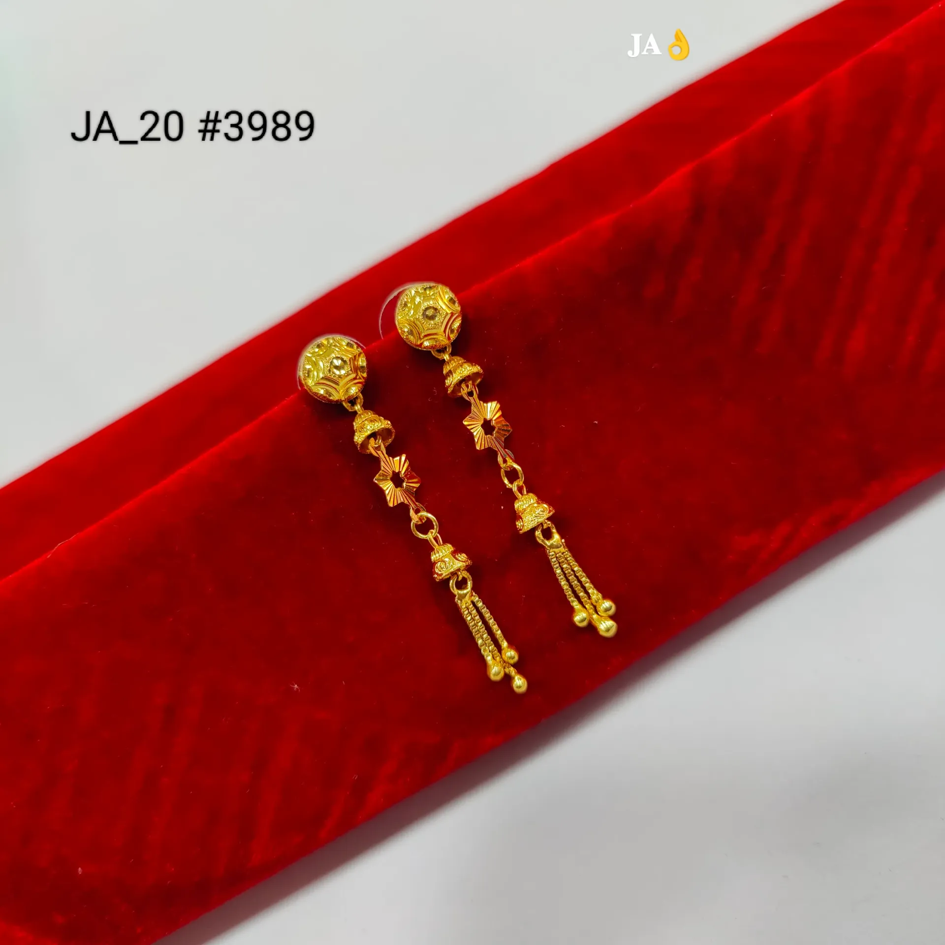 Traditional Gold Finish Floral Tassel Drop Earrings  DN-3989