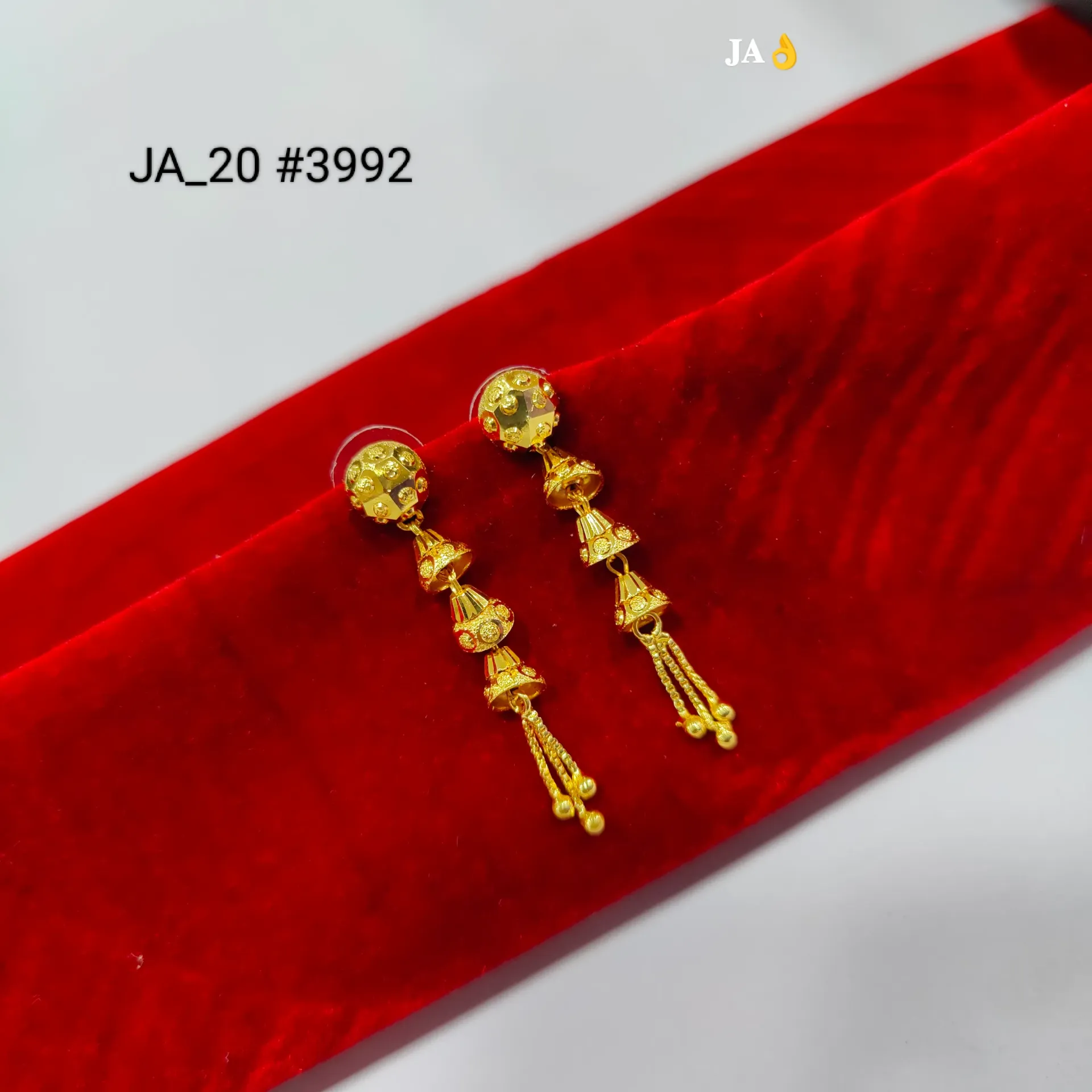 Traditional Gold Finish Multi-Bell Tassel Earrings DN-3992