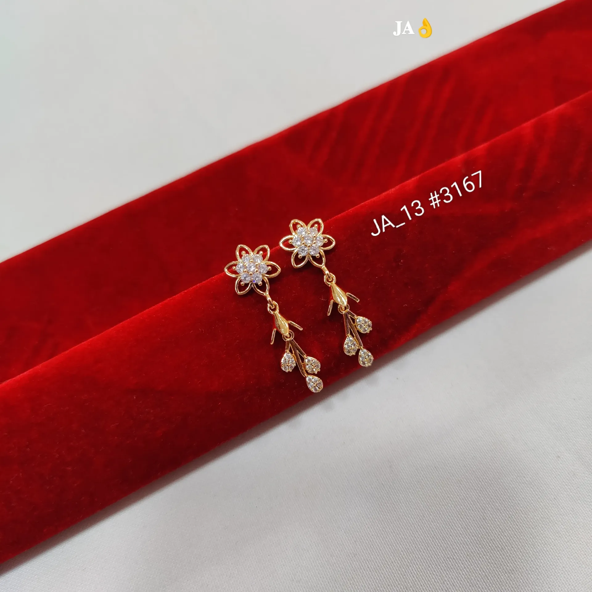 Elegant CZ Floral Drop Earrings DN-3167
