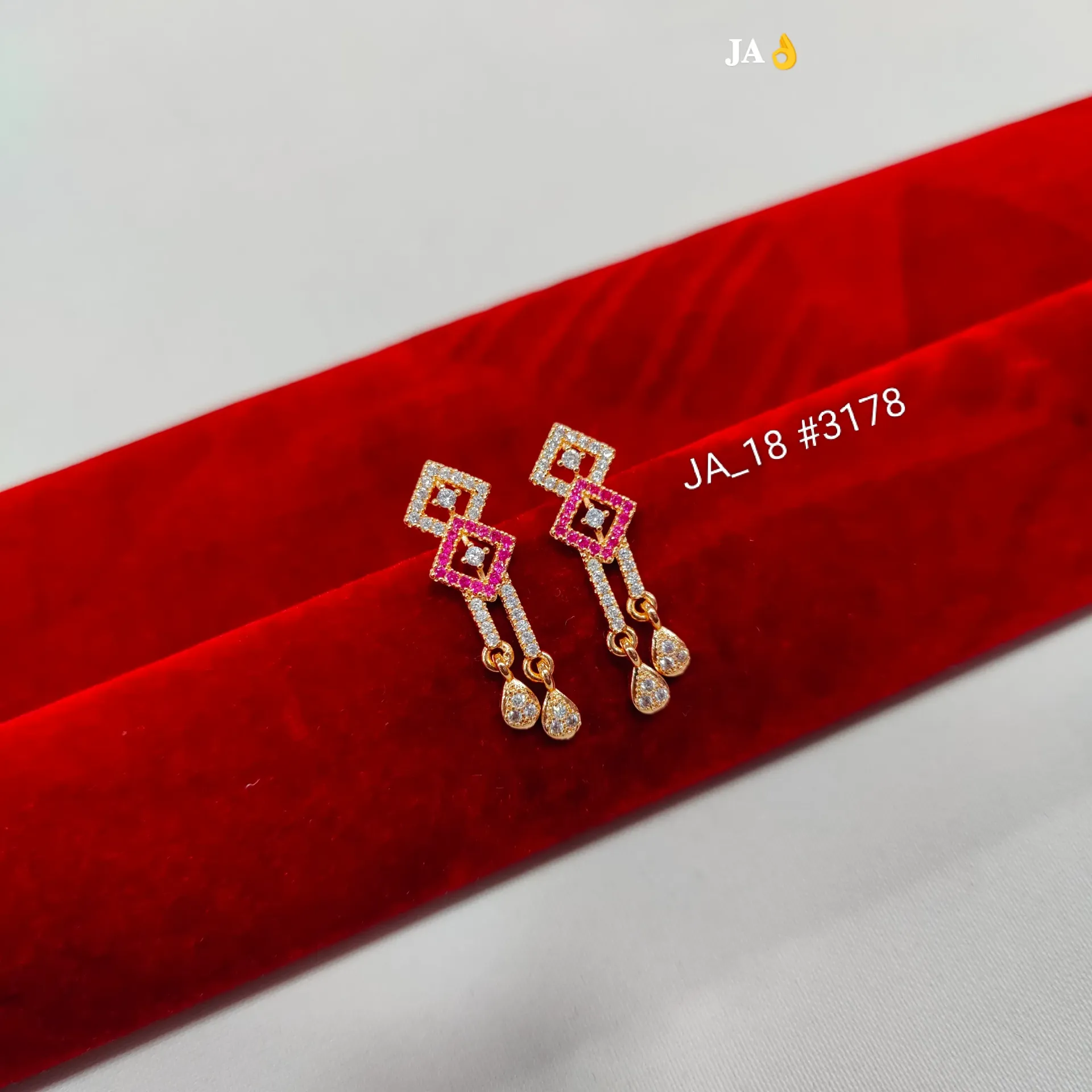 Designer CZ Geometric Drop Earrings DN-3178