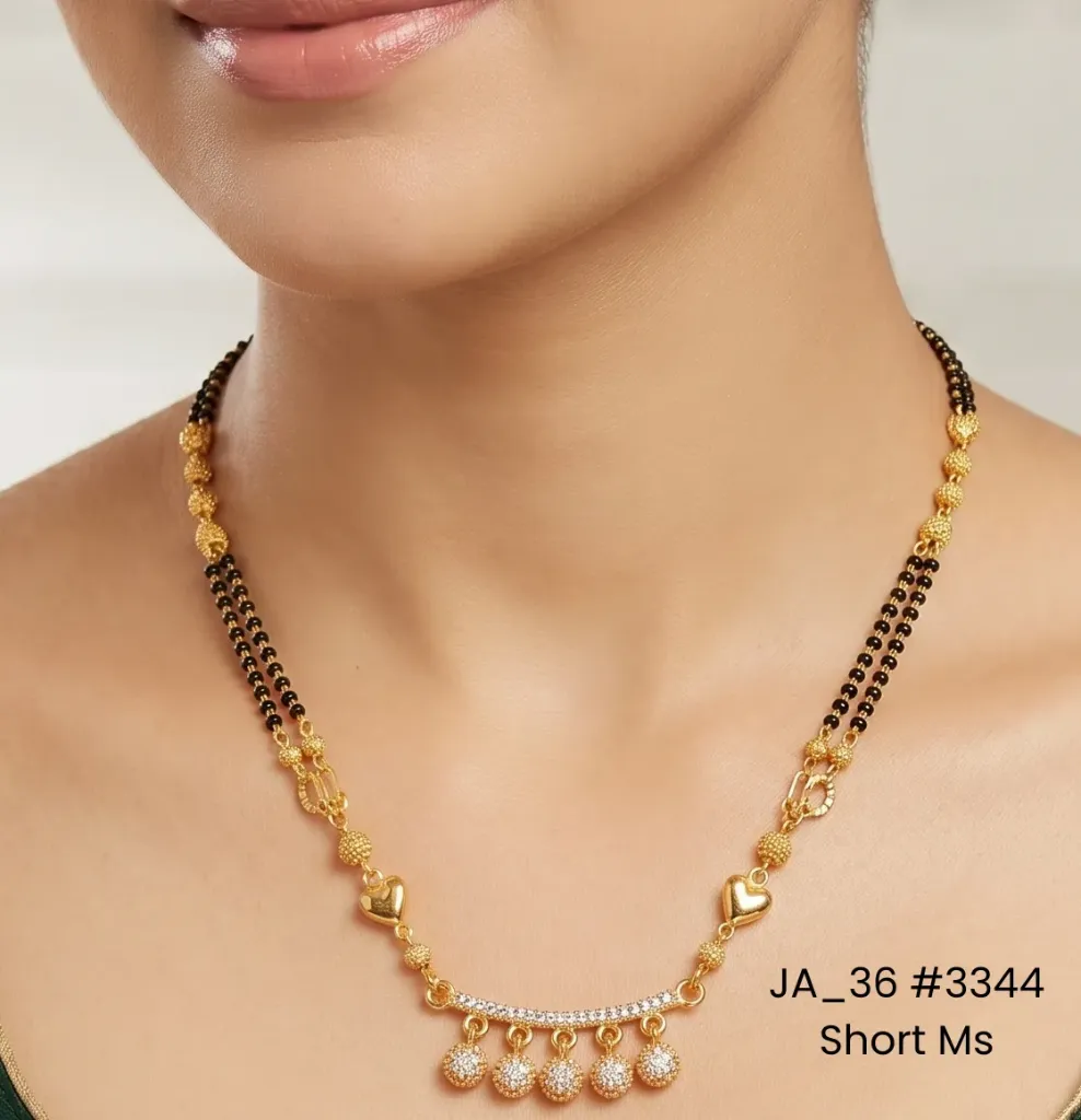 1 Gram Gold Plated Short Mangalsutra DN-3344