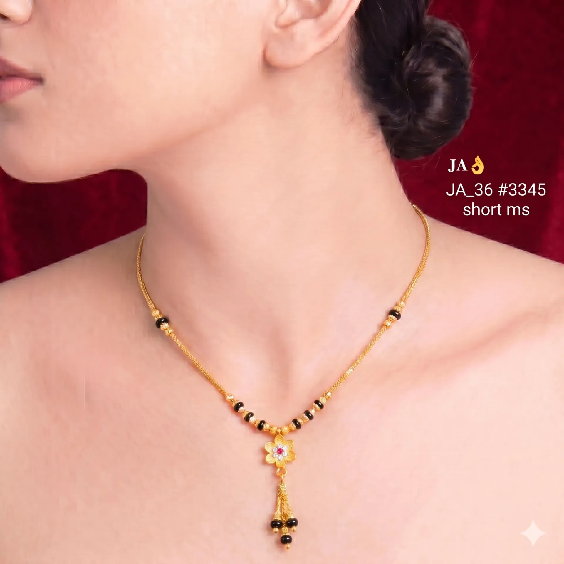 1 Gram Gold Plated Short Mangalsutra Necklace DN-3345