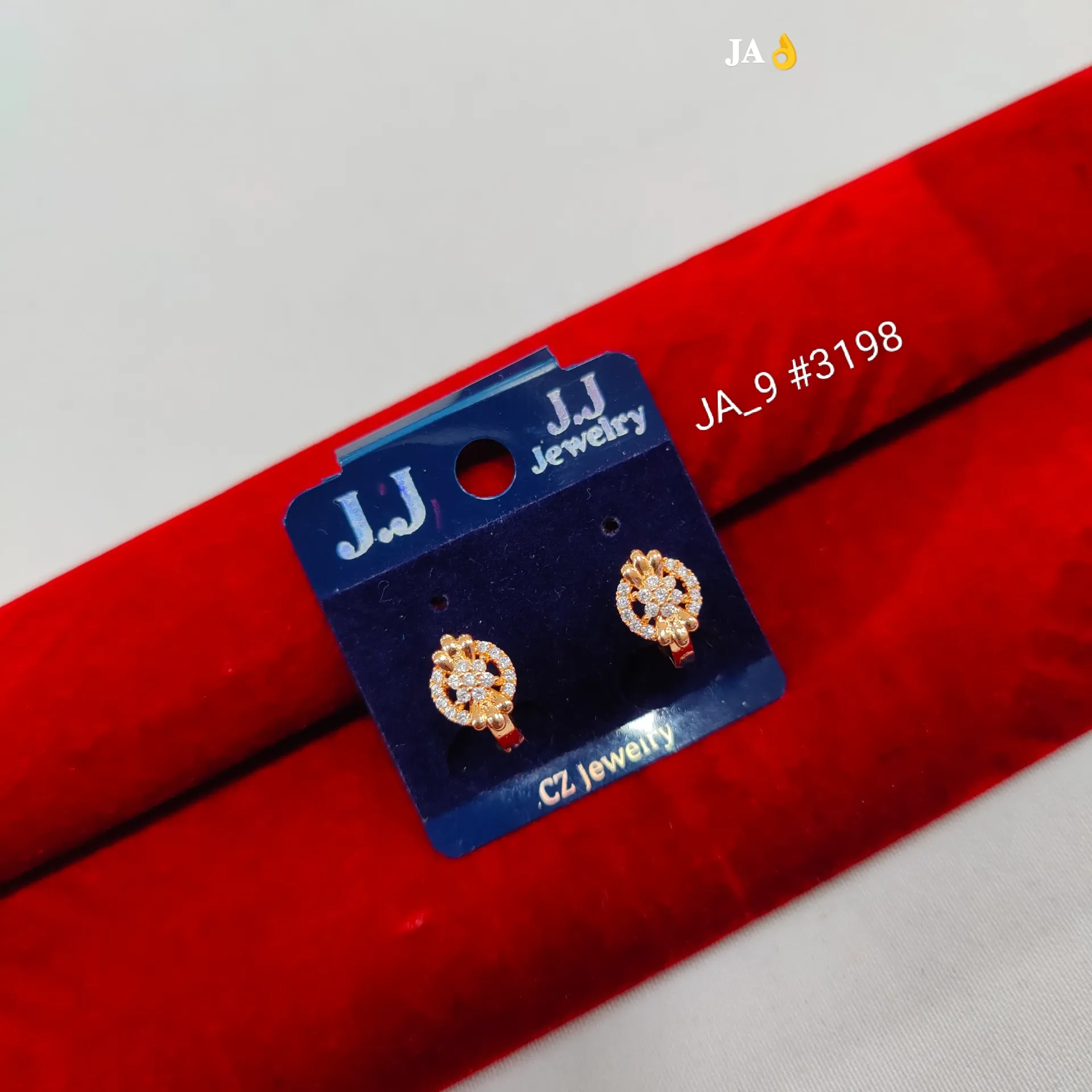 Rose Gold Floral CZ Huggie Earrings DN-3198