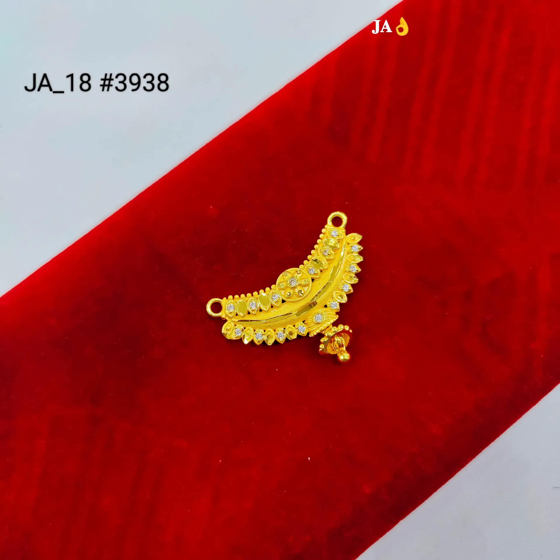 Traditional Gold Tone CZ Crescent Pendant DN-3938