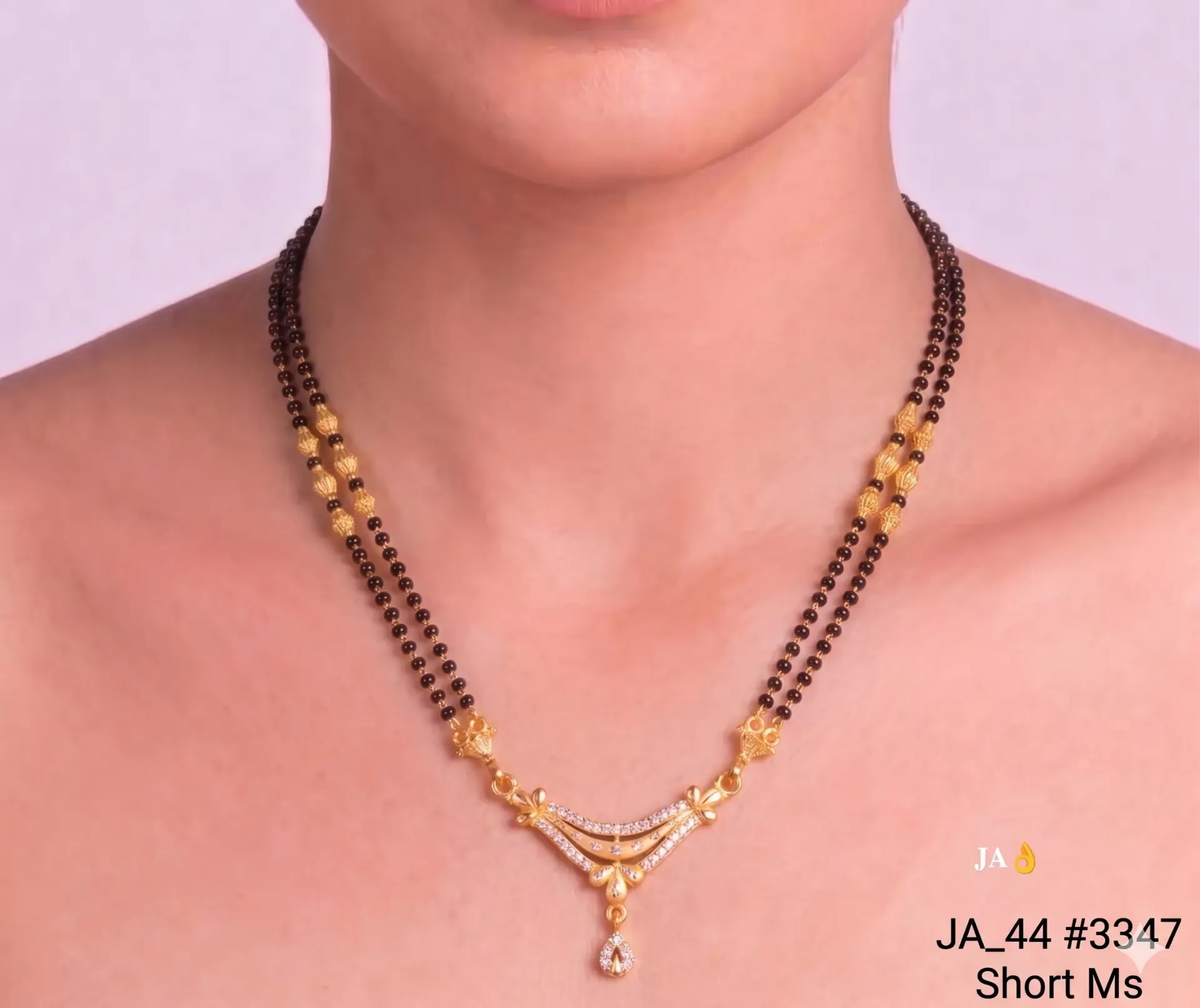 1 Gram Gold Plated Short Mangalsutra Necklace DN-3347
